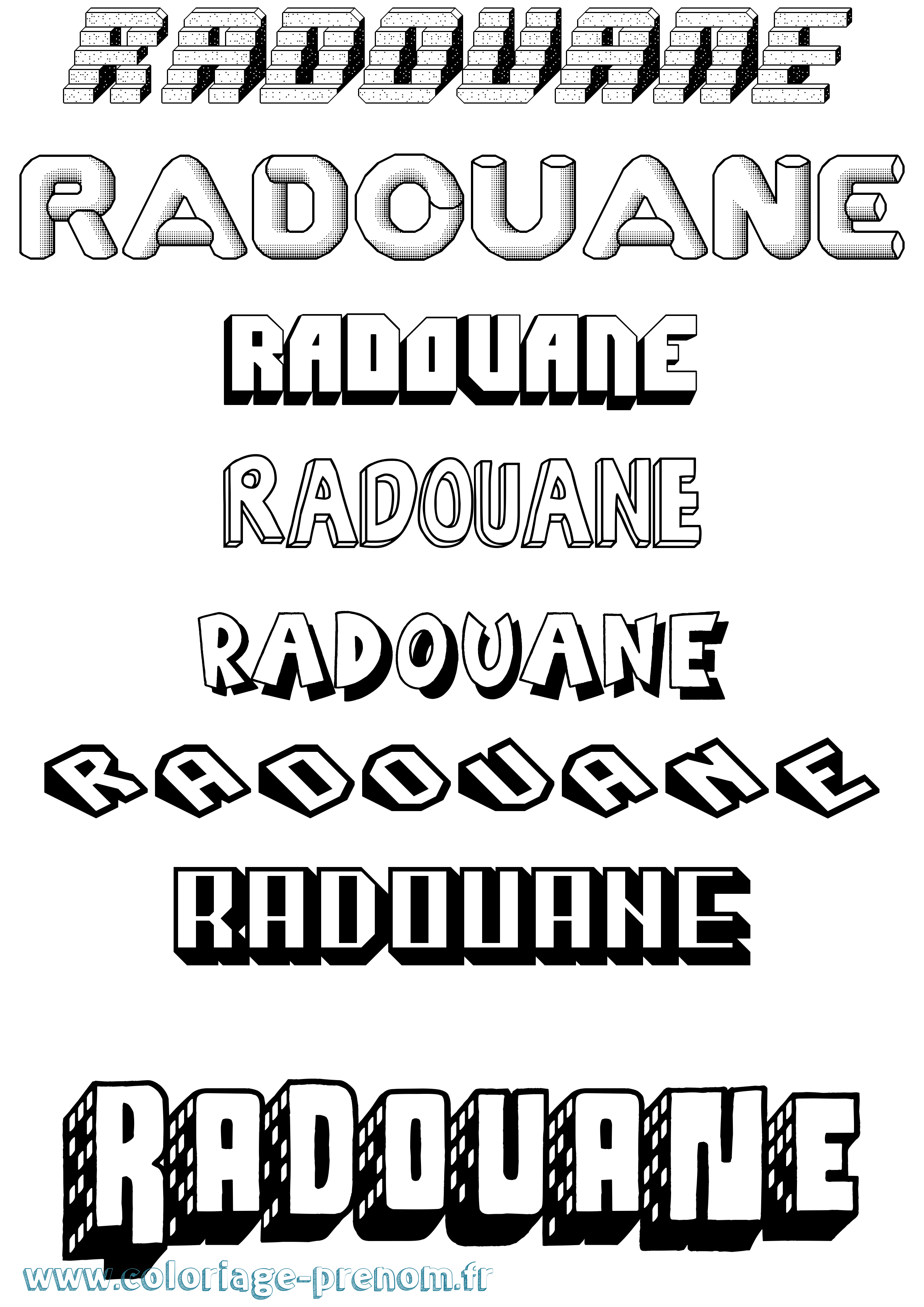 Coloriage prénom Radouane Effet 3D