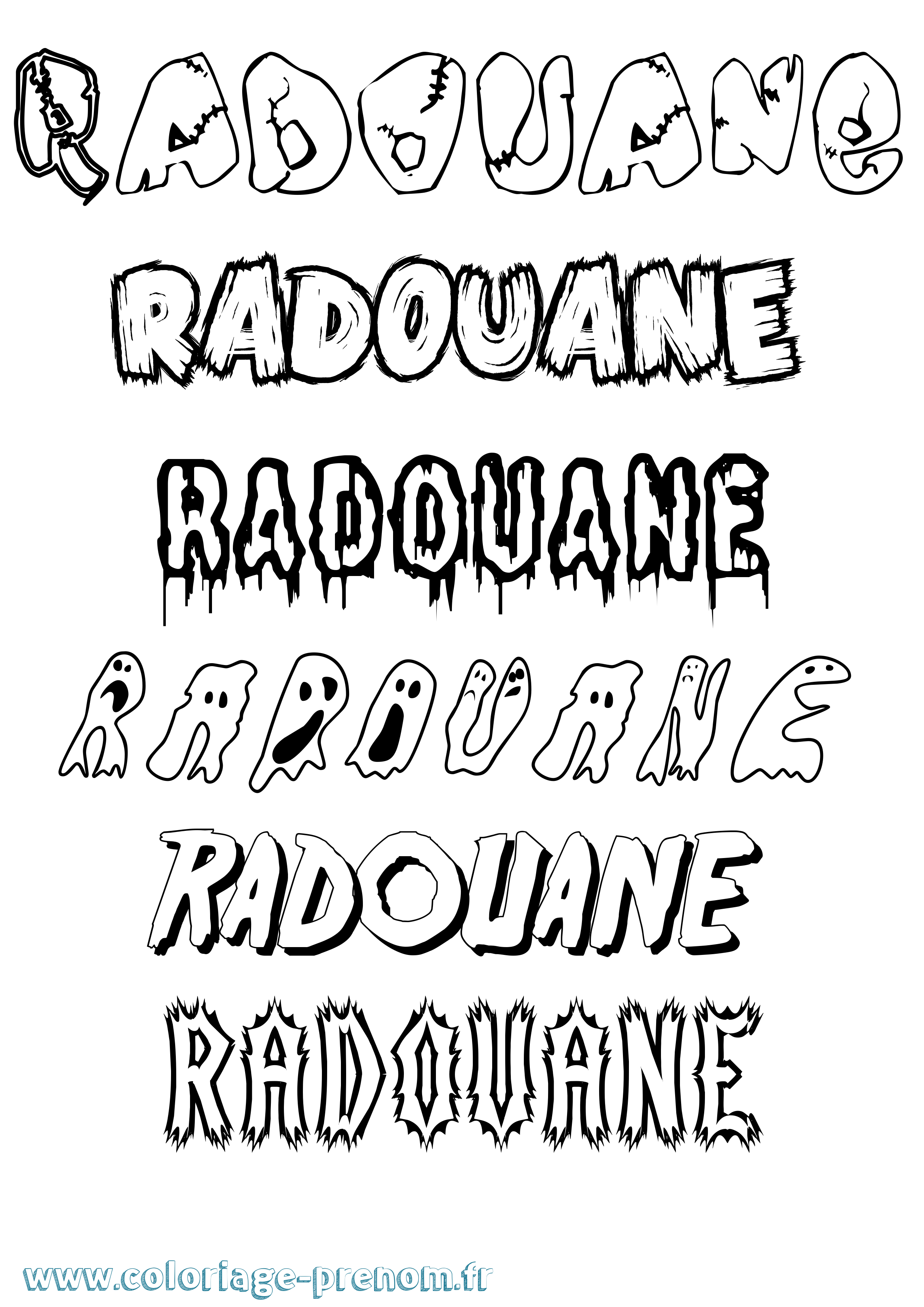 Coloriage prénom Radouane Frisson