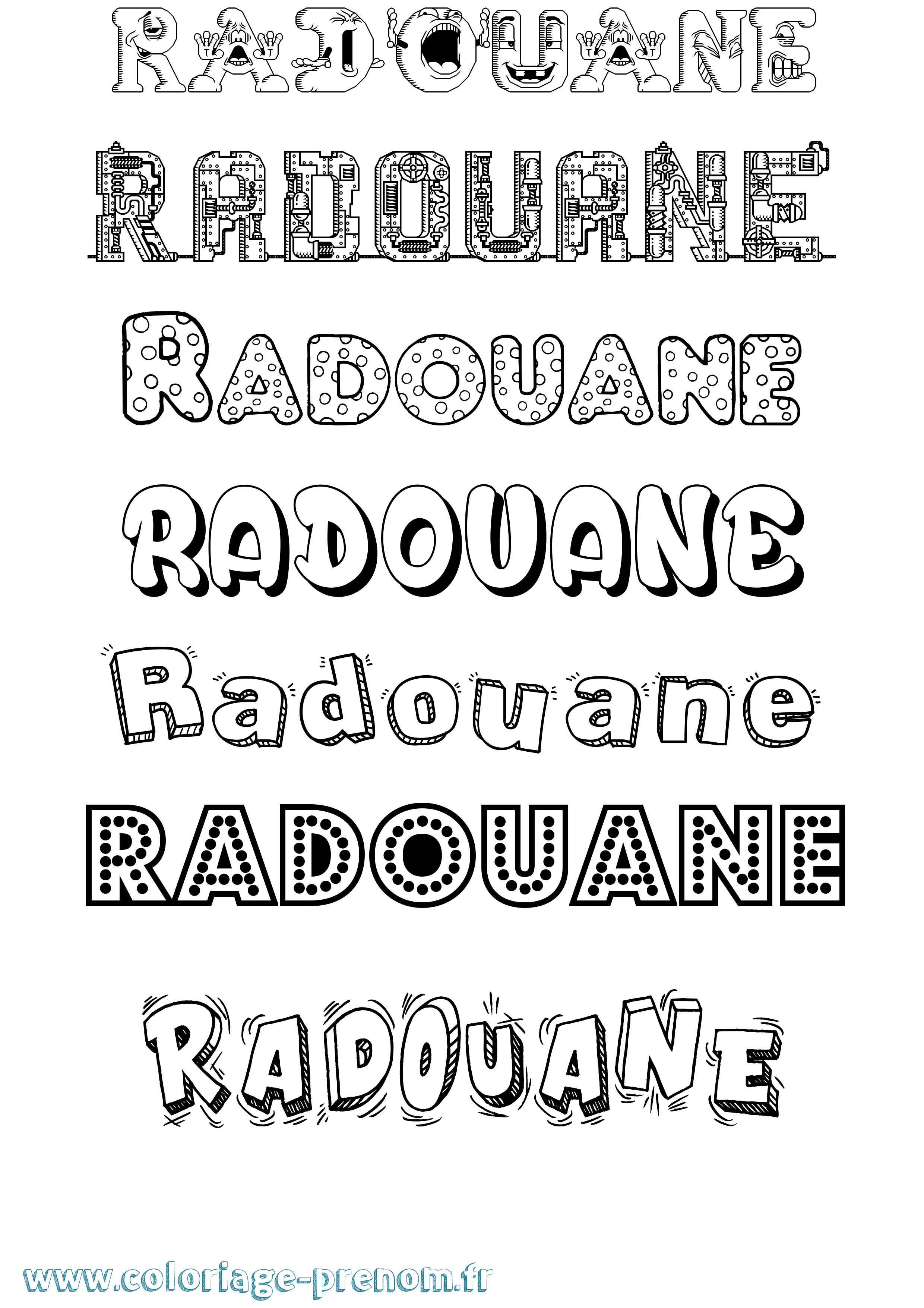 Coloriage prénom Radouane Fun