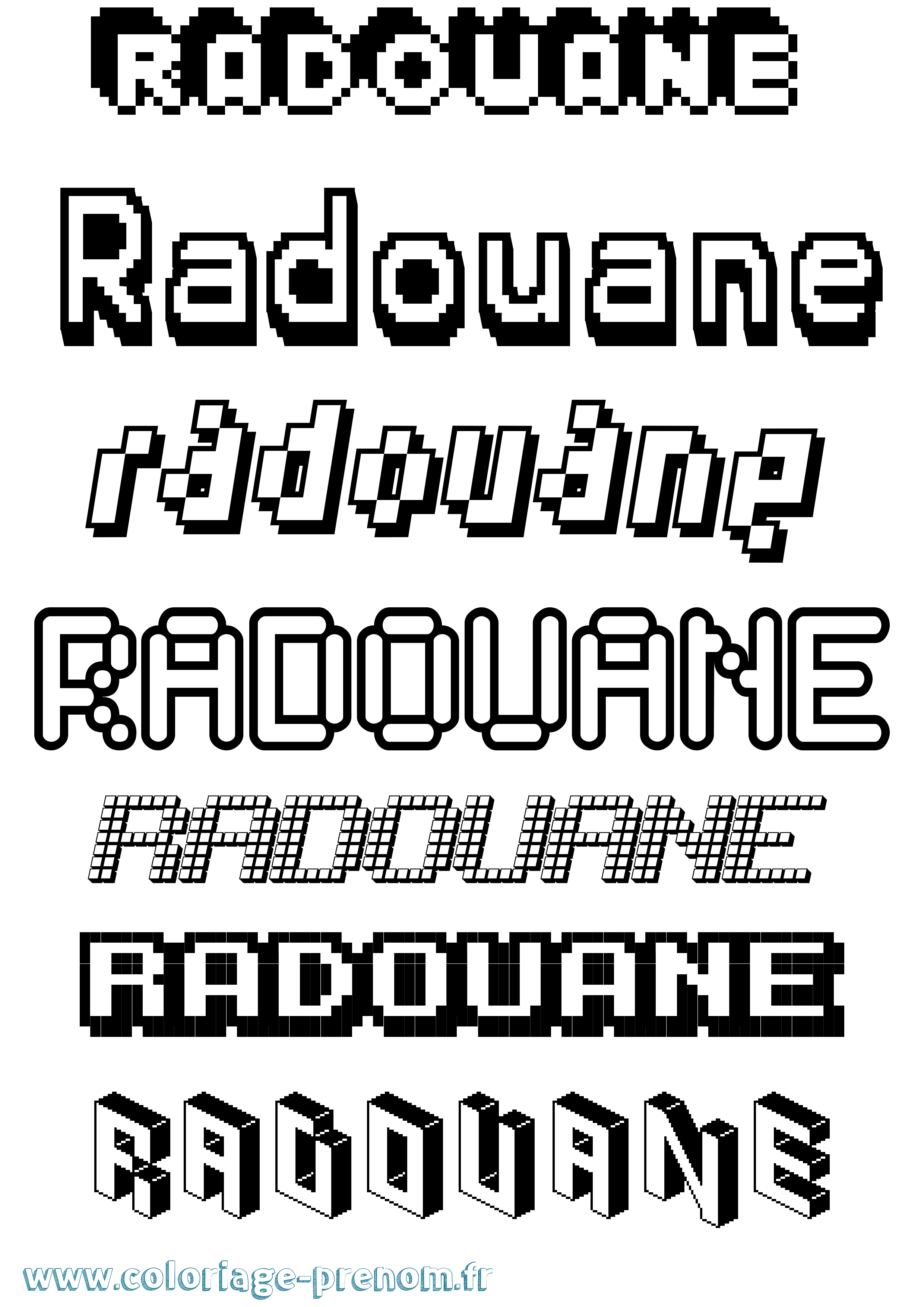 Coloriage prénom Radouane Pixel