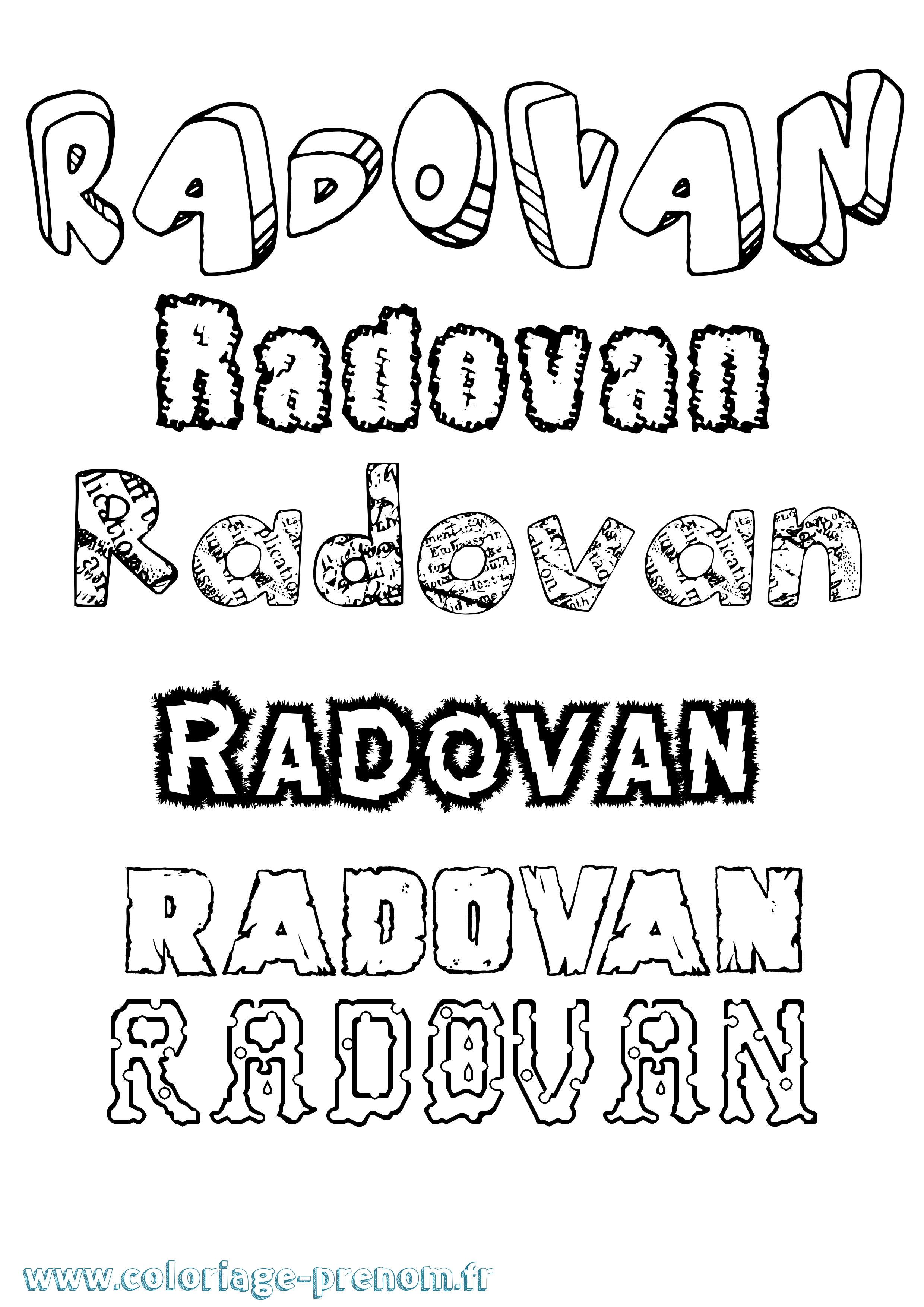 Coloriage Radovan Destructuré Coloriage prénom Radovan Destructuré