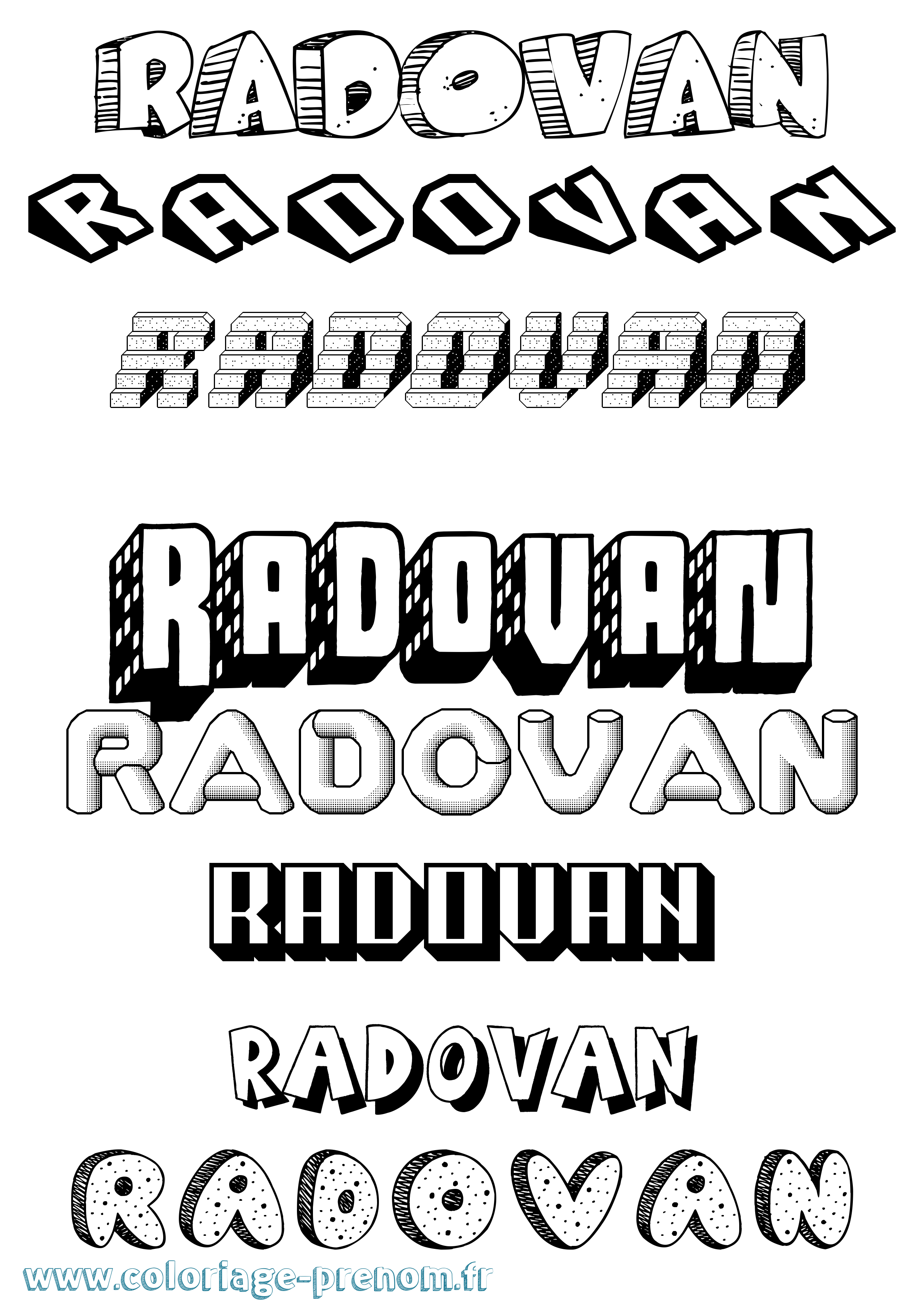 Coloriage Radovan Effet 3D Coloriage prénom Radovan Effet 3D