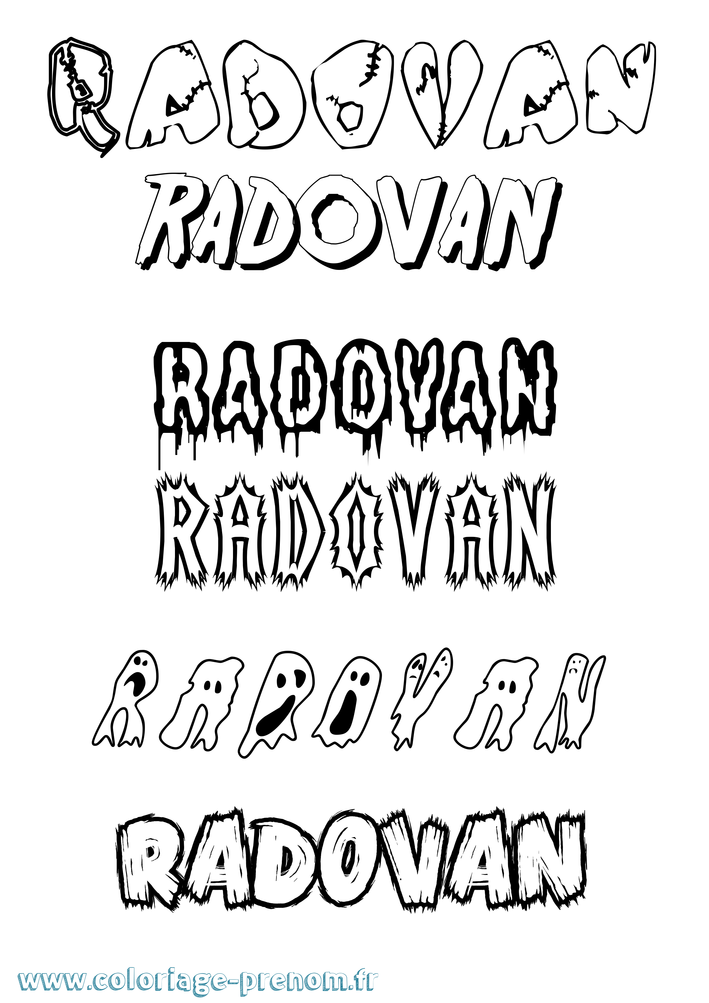 Coloriage Radovan Frisson Coloriage prénom Radovan Frisson