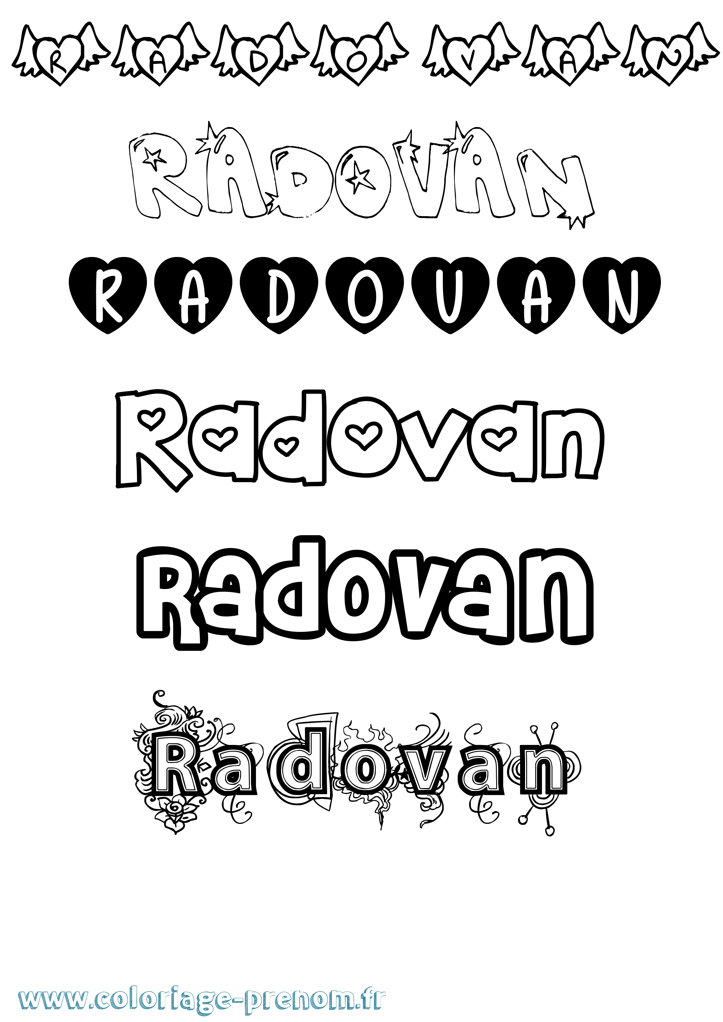 Coloriage Radovan Girly Coloriage prénom Radovan Girly