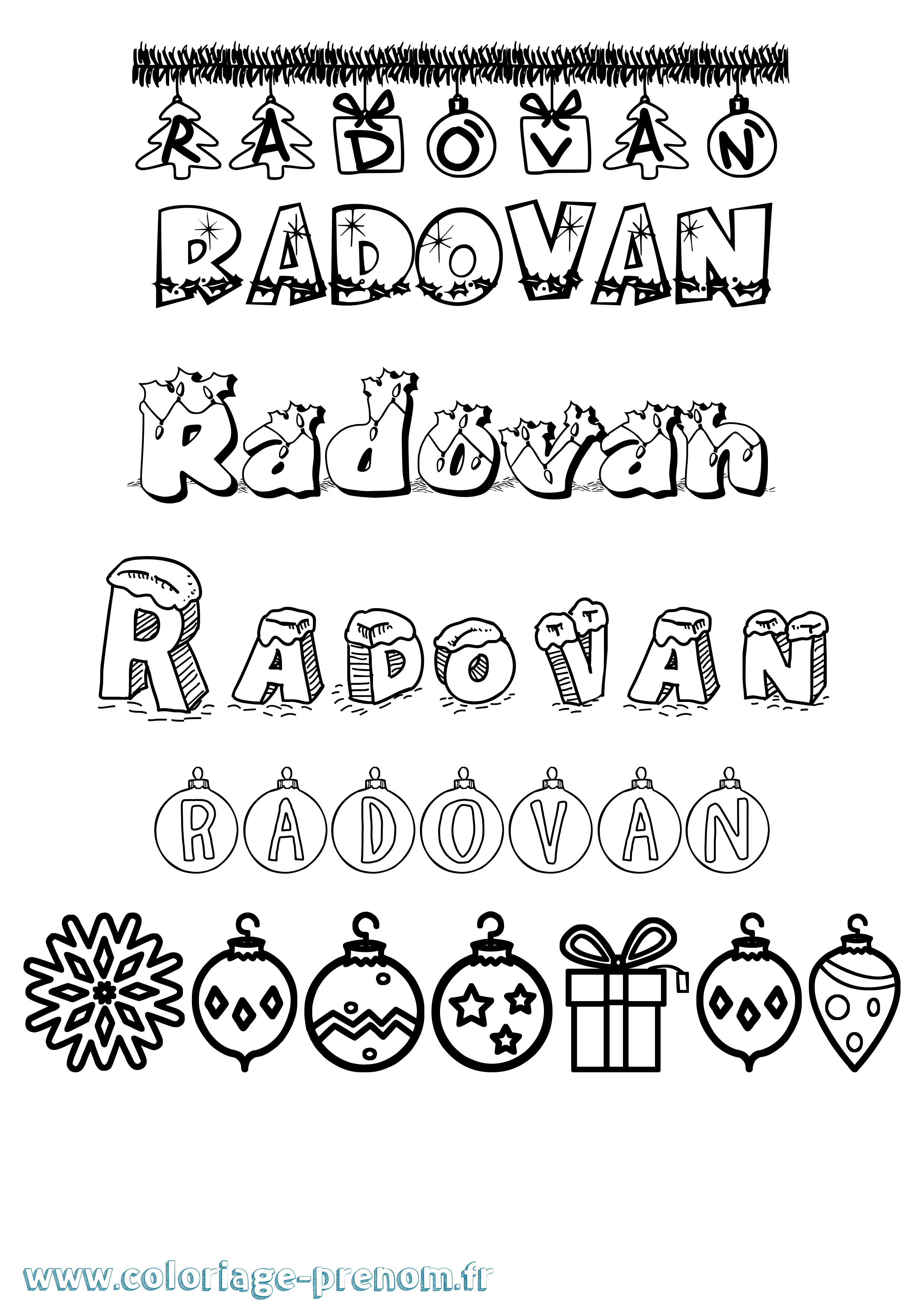Coloriage Radovan Noël Coloriage prénom Radovan Noël