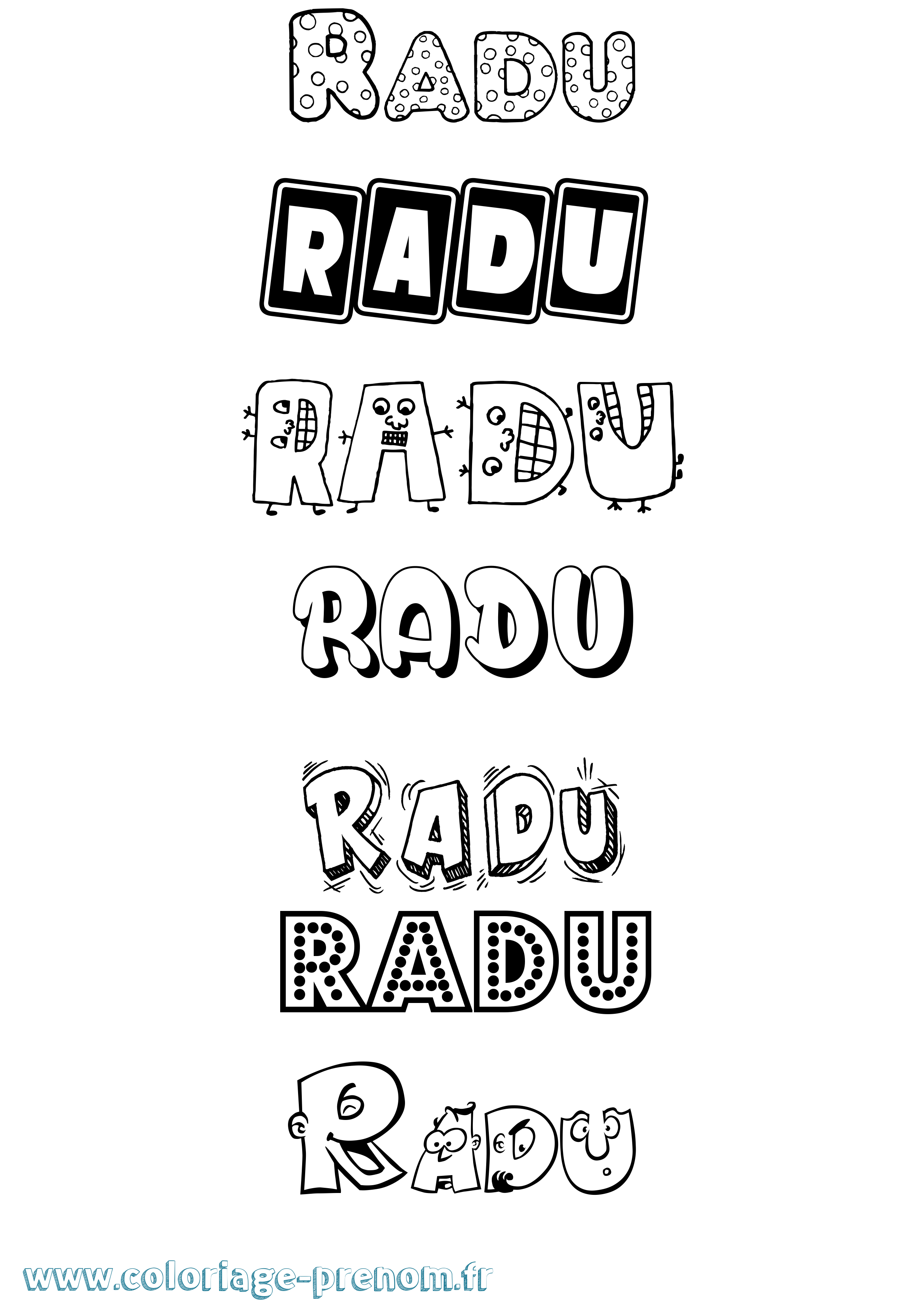 Coloriage prénom Radu Fun