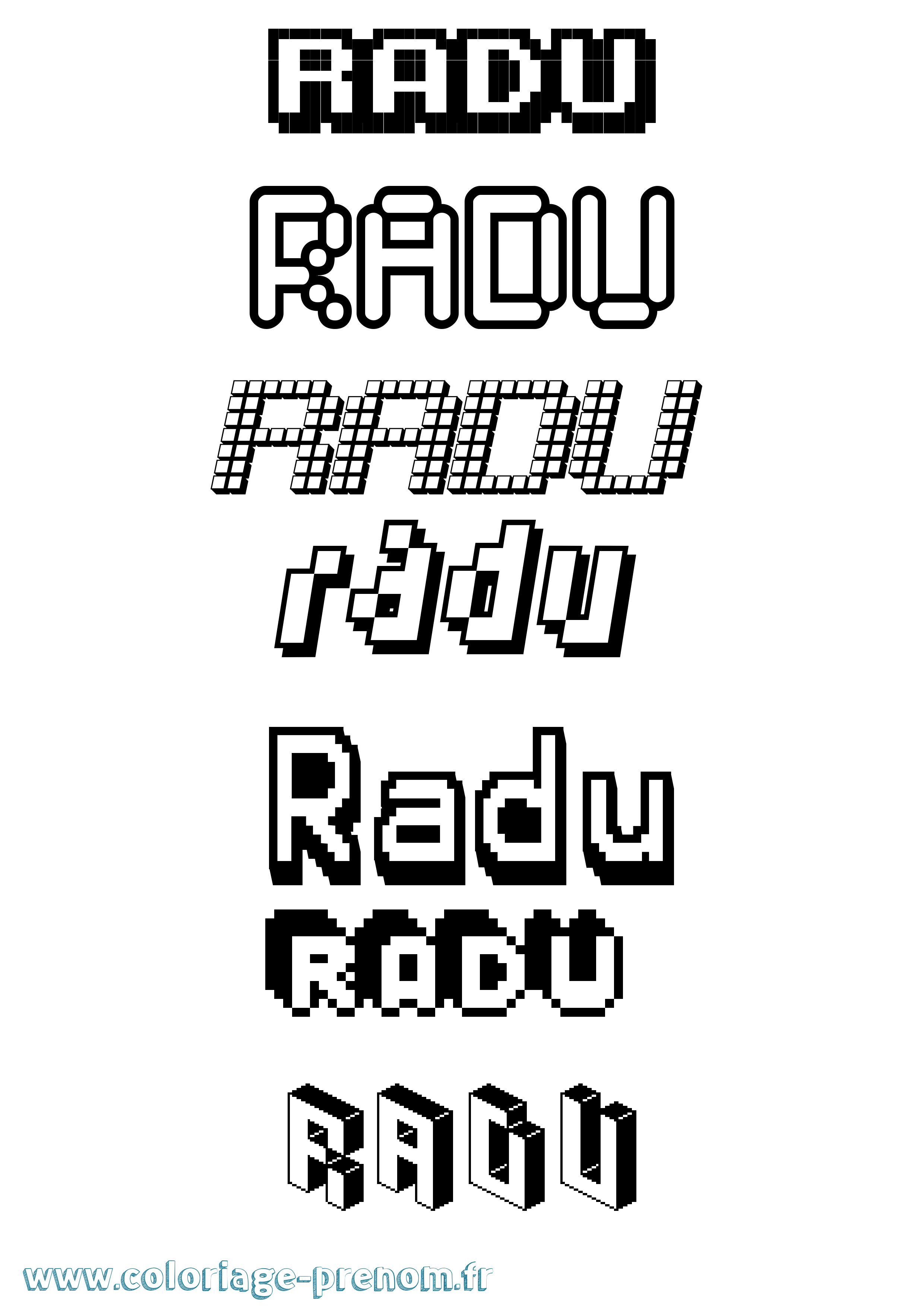 Coloriage prénom Radu Pixel