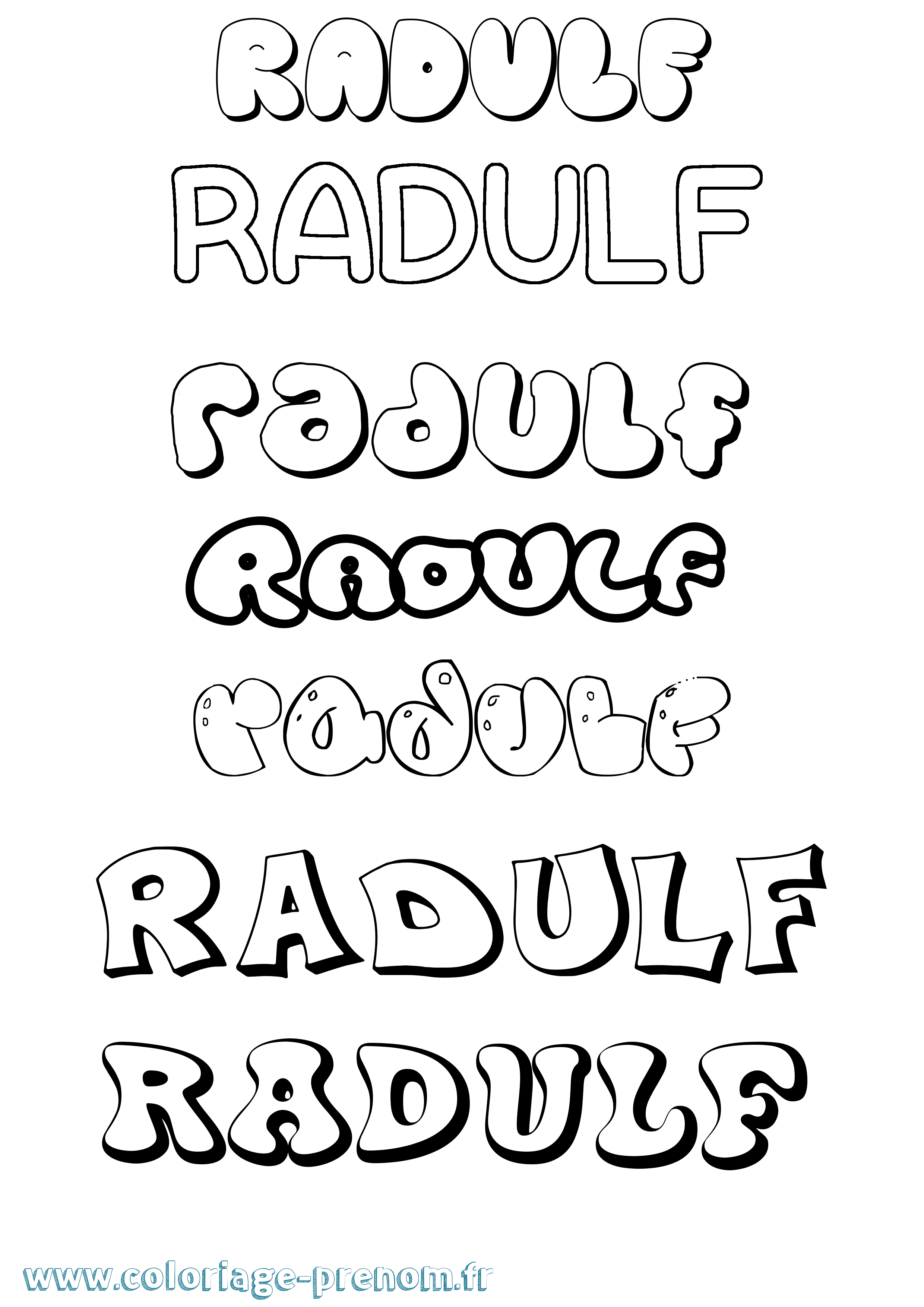 Coloriage prénom Radulf Bubble