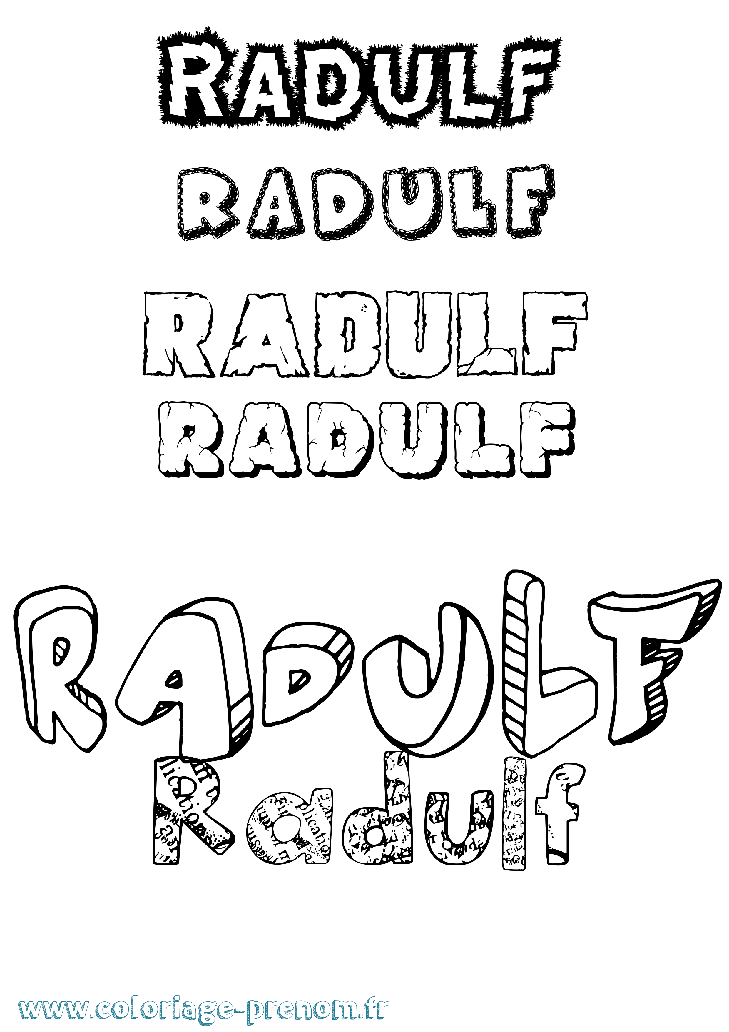 Coloriage prénom Radulf Destructuré