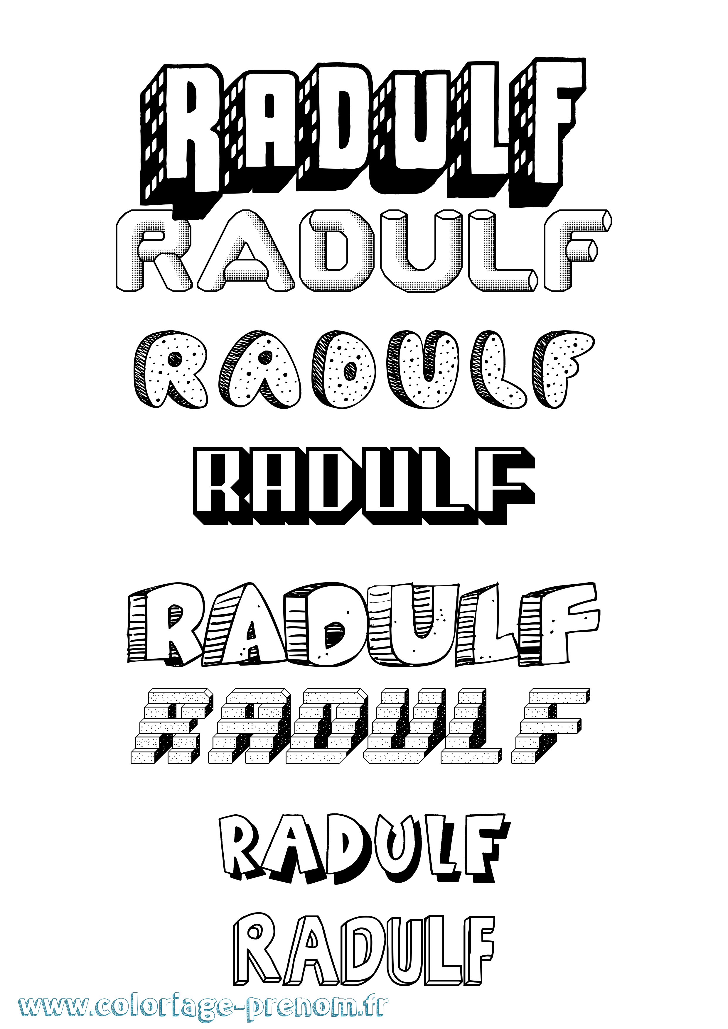 Coloriage prénom Radulf Effet 3D