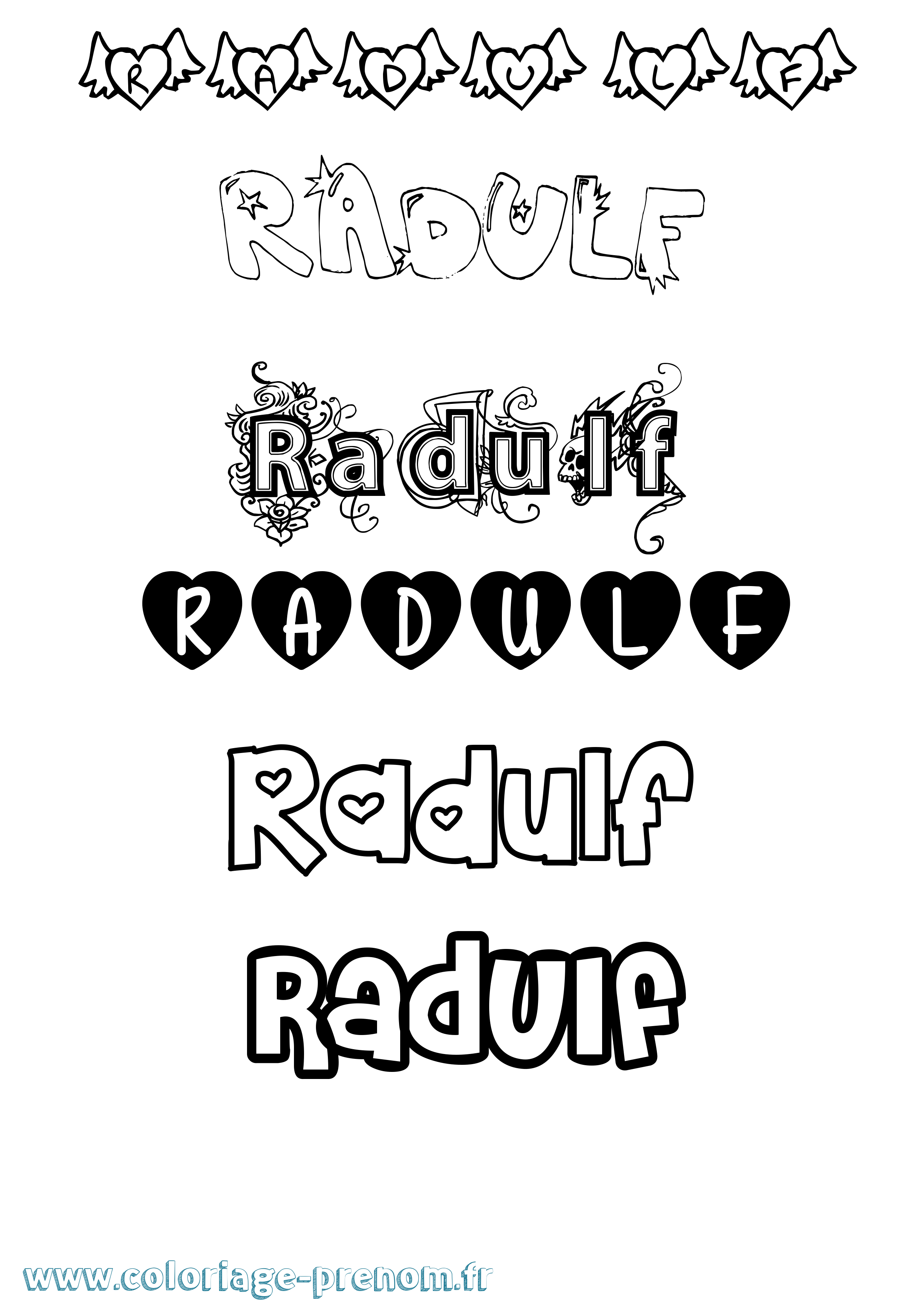 Coloriage prénom Radulf Girly