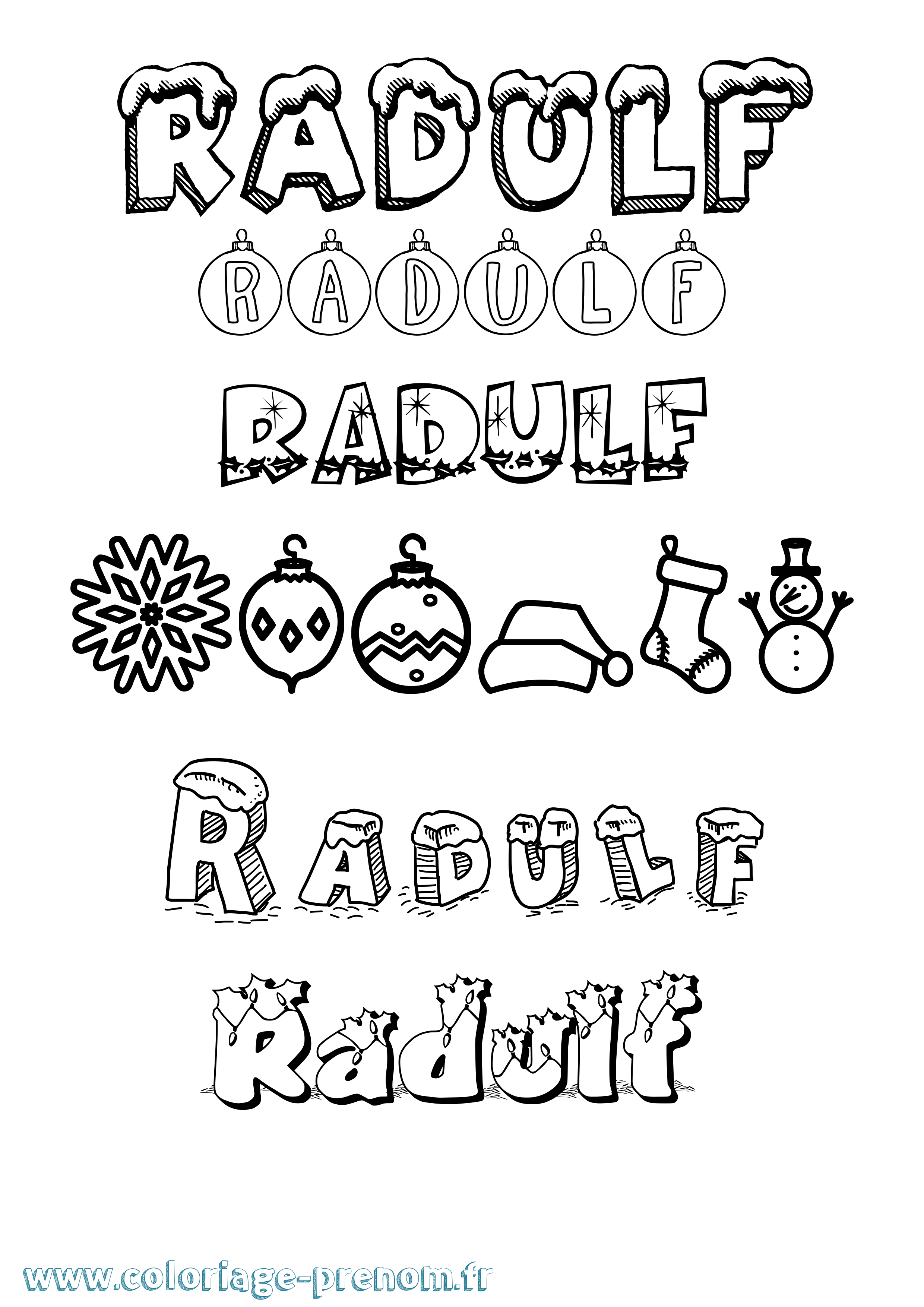 Coloriage prénom Radulf Noël