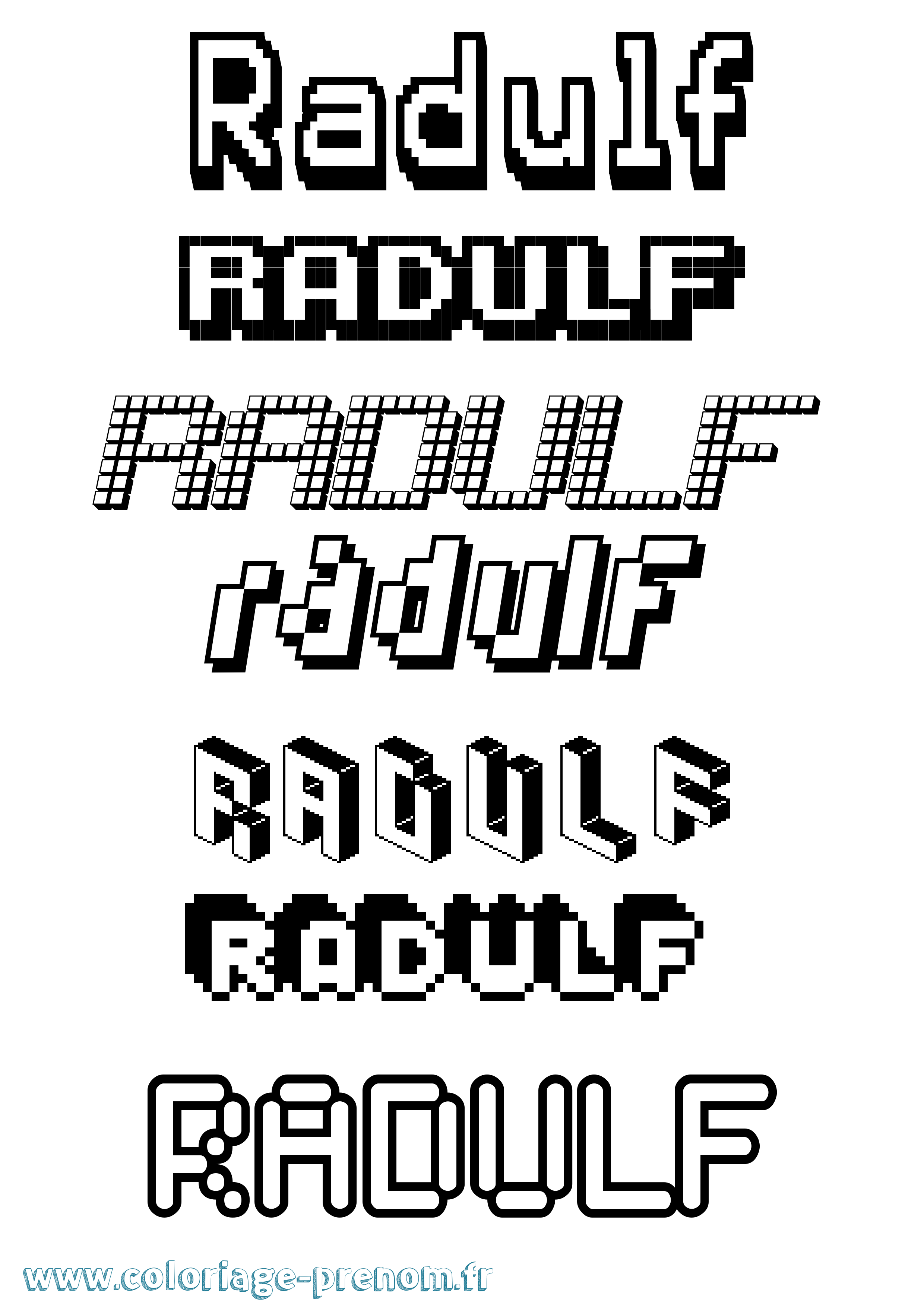 Coloriage prénom Radulf Pixel