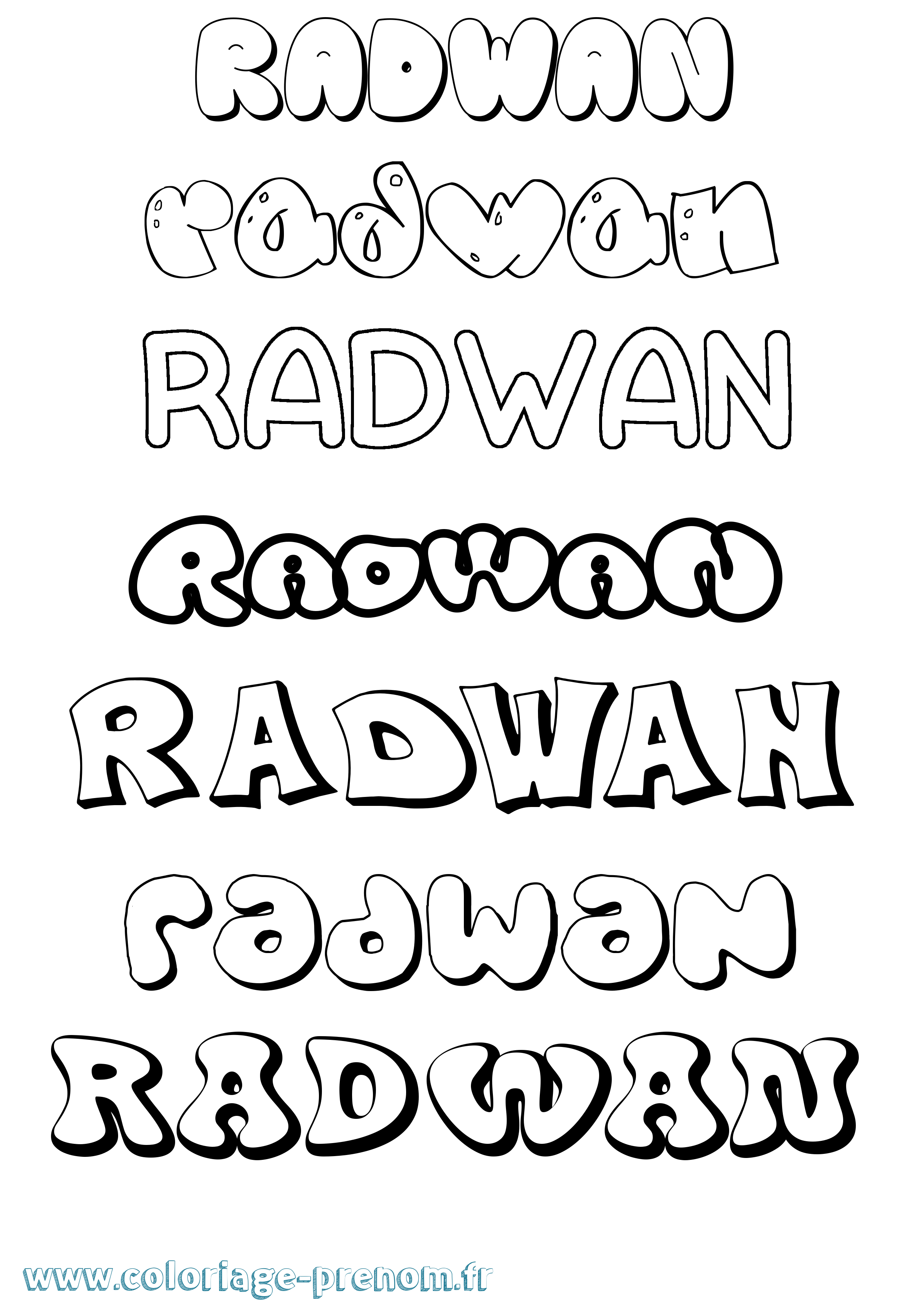 Coloriage Radwan Bubble Coloriage prénom Radwan Bubble