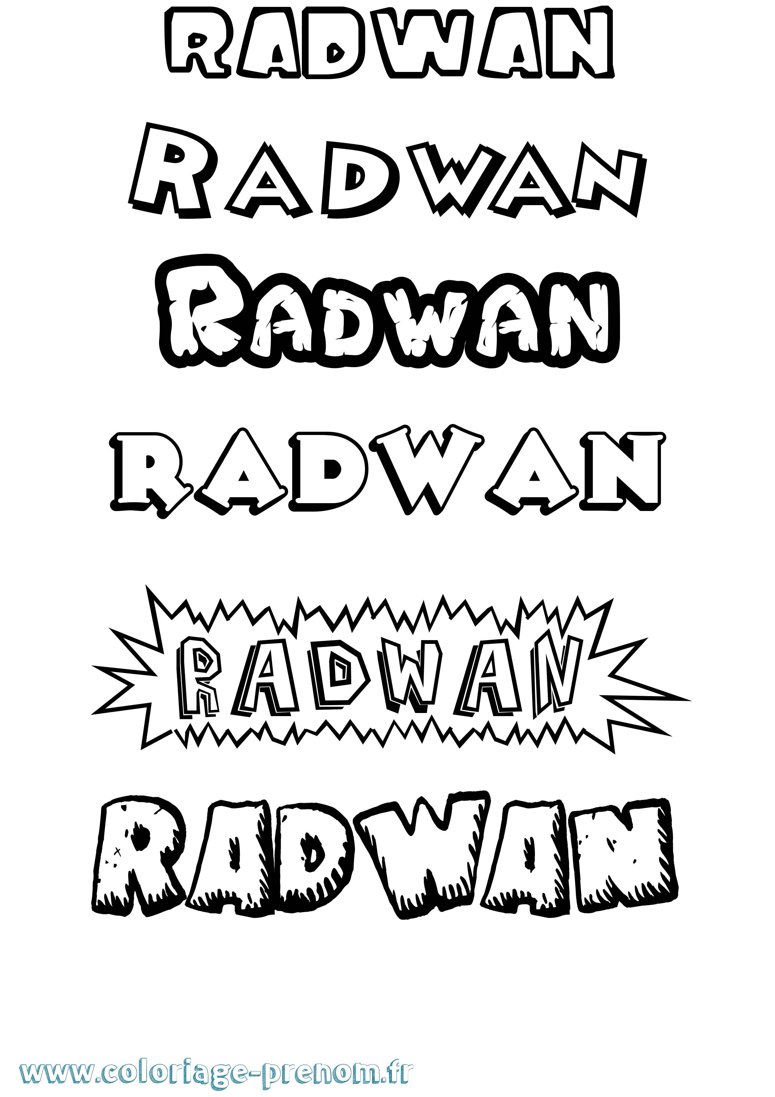 Coloriage Radwan Dessin Animé Coloriage prénom Radwan Dessin Animé
