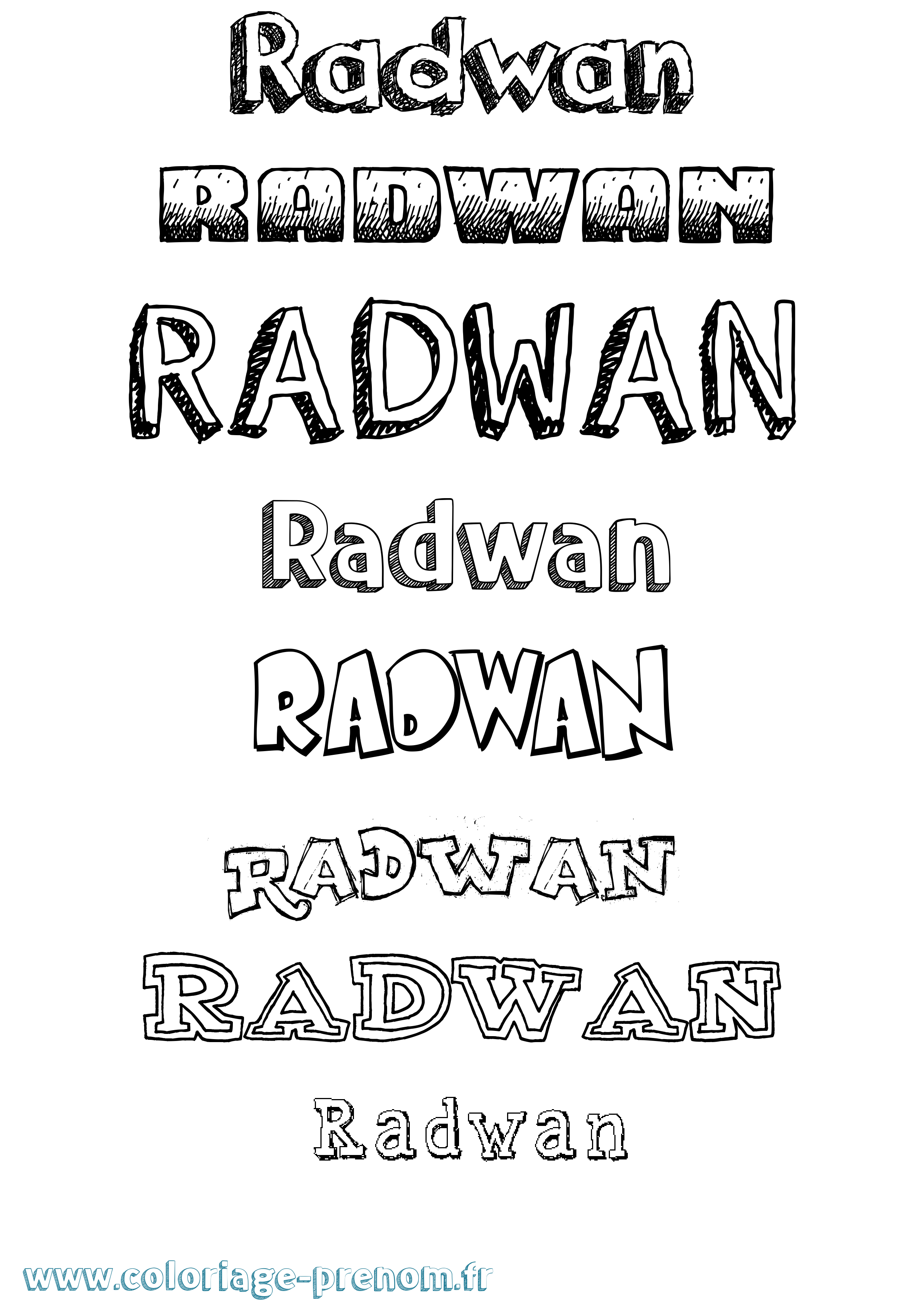 Coloriage Radwan Dessiné Coloriage prénom Radwan Dessiné