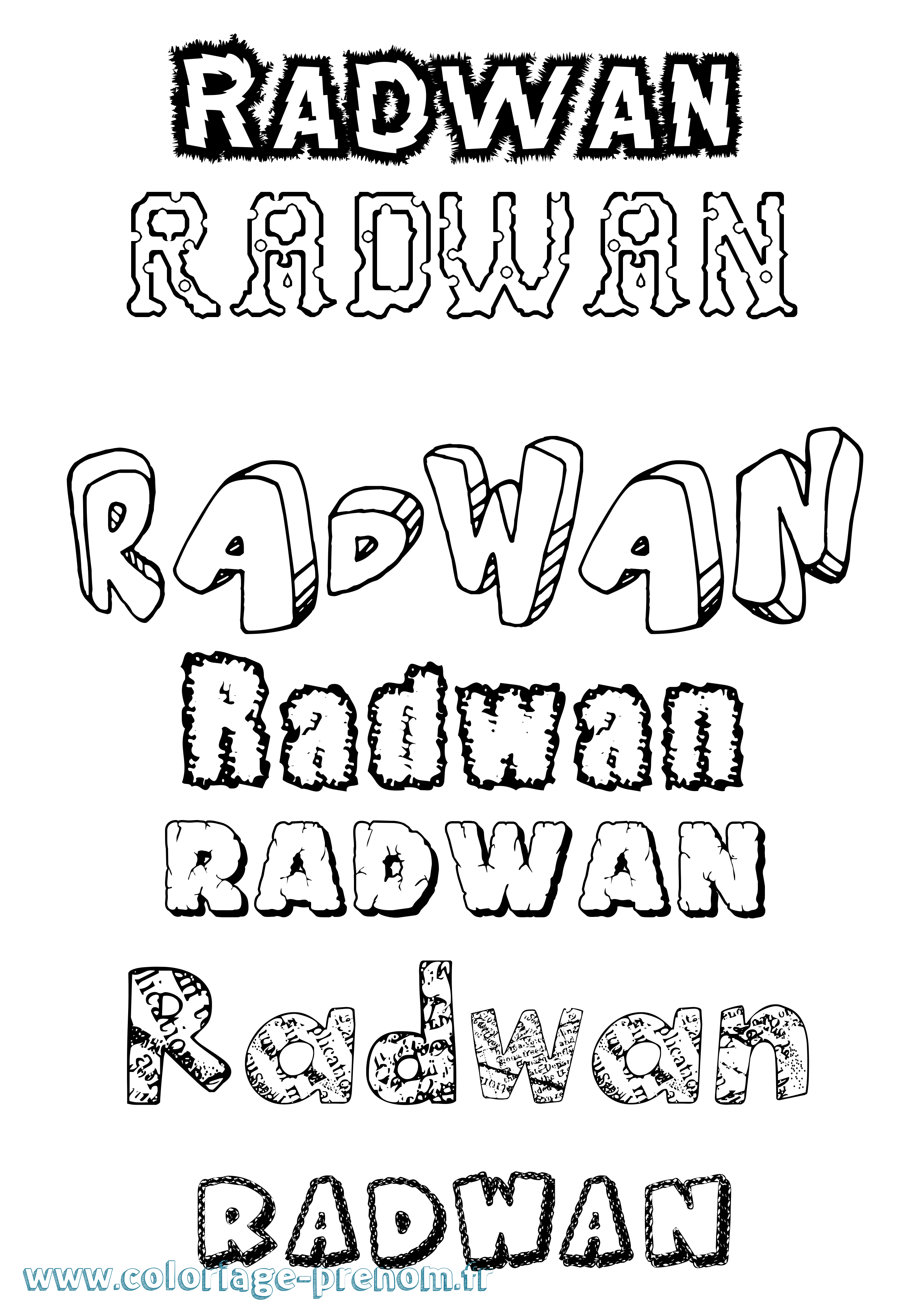 Coloriage Radwan Destructuré Coloriage prénom Radwan Destructuré