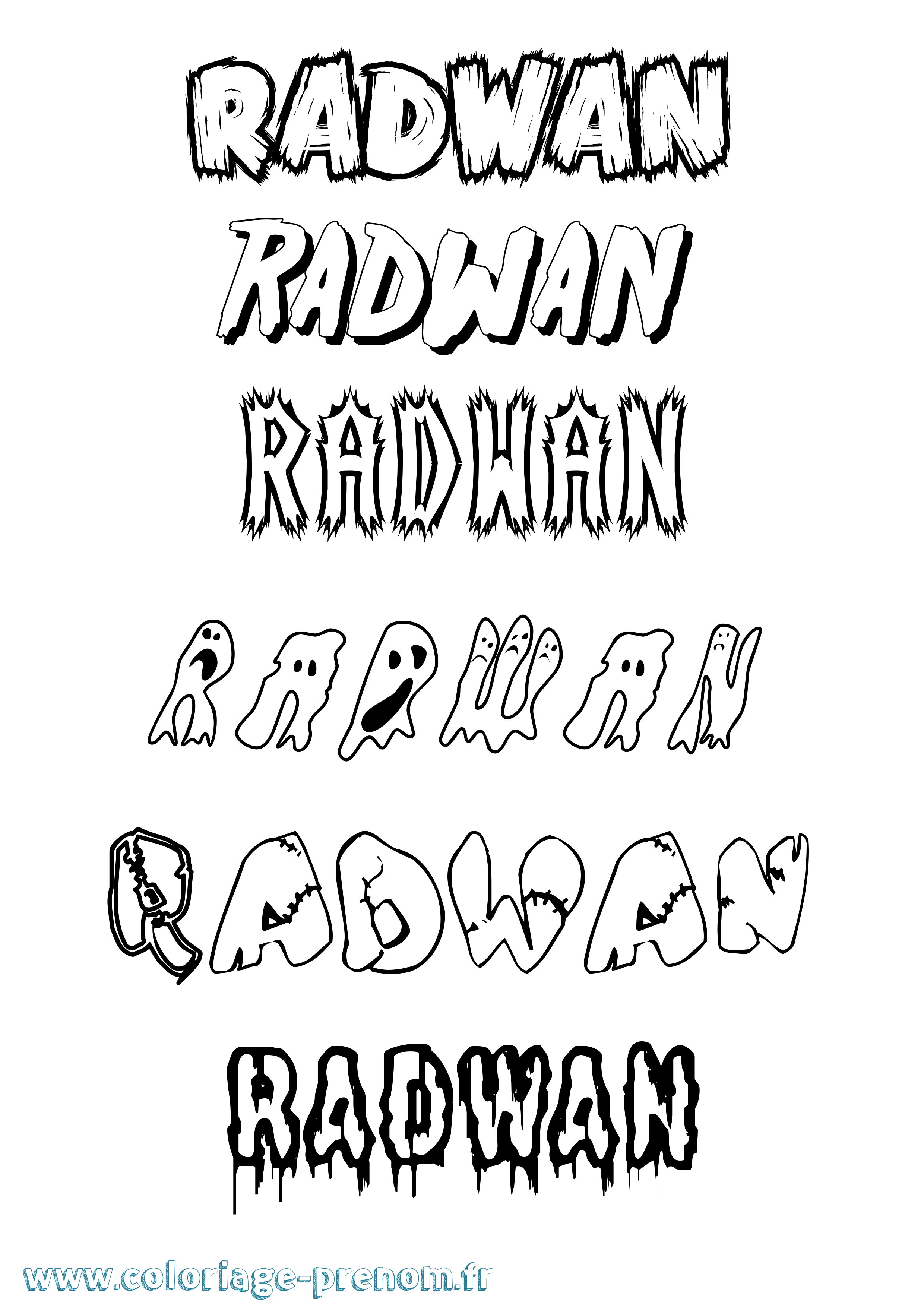 Coloriage Radwan Frisson Coloriage prénom Radwan Frisson