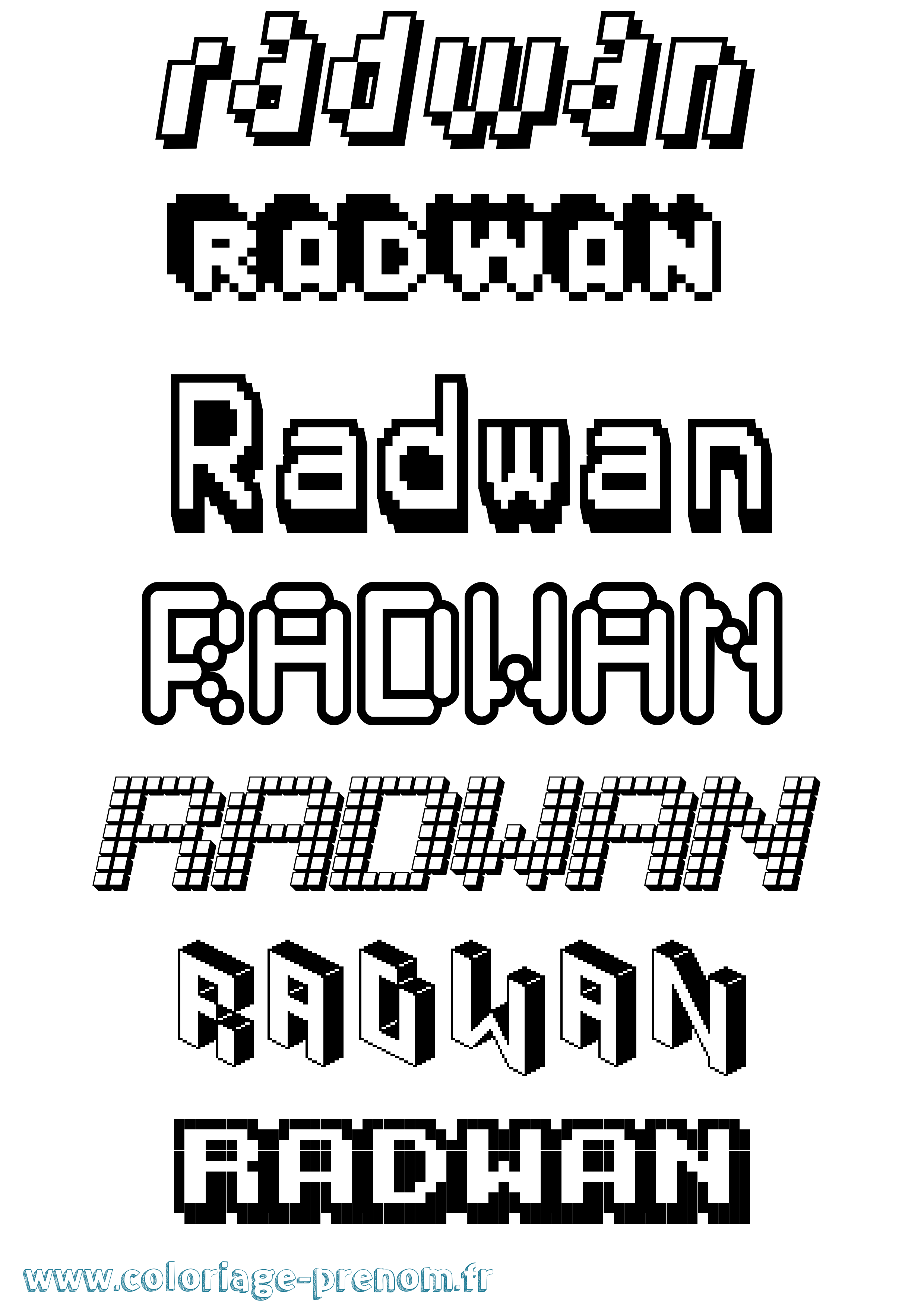 Coloriage Radwan Pixel Coloriage prénom Radwan Pixel