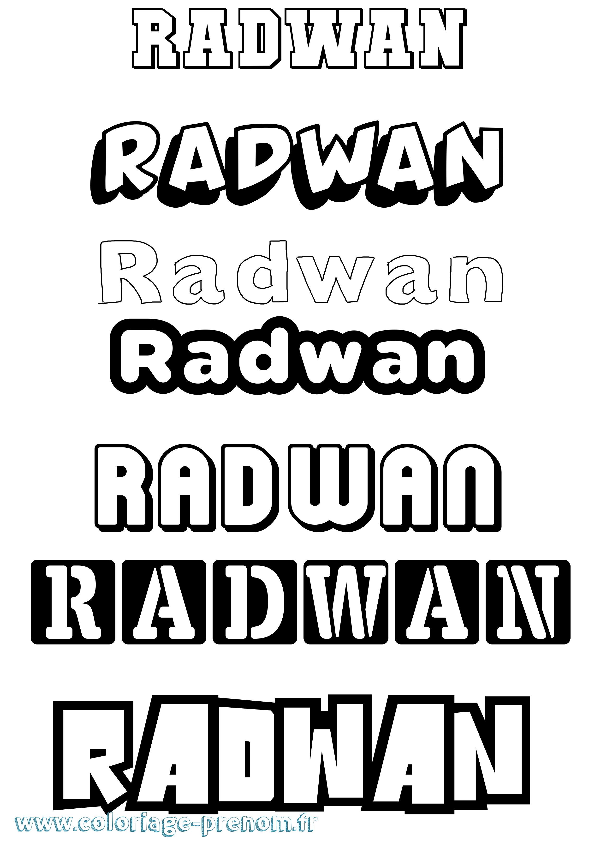 Coloriage Radwan Simple Coloriage prénom Radwan Simple
