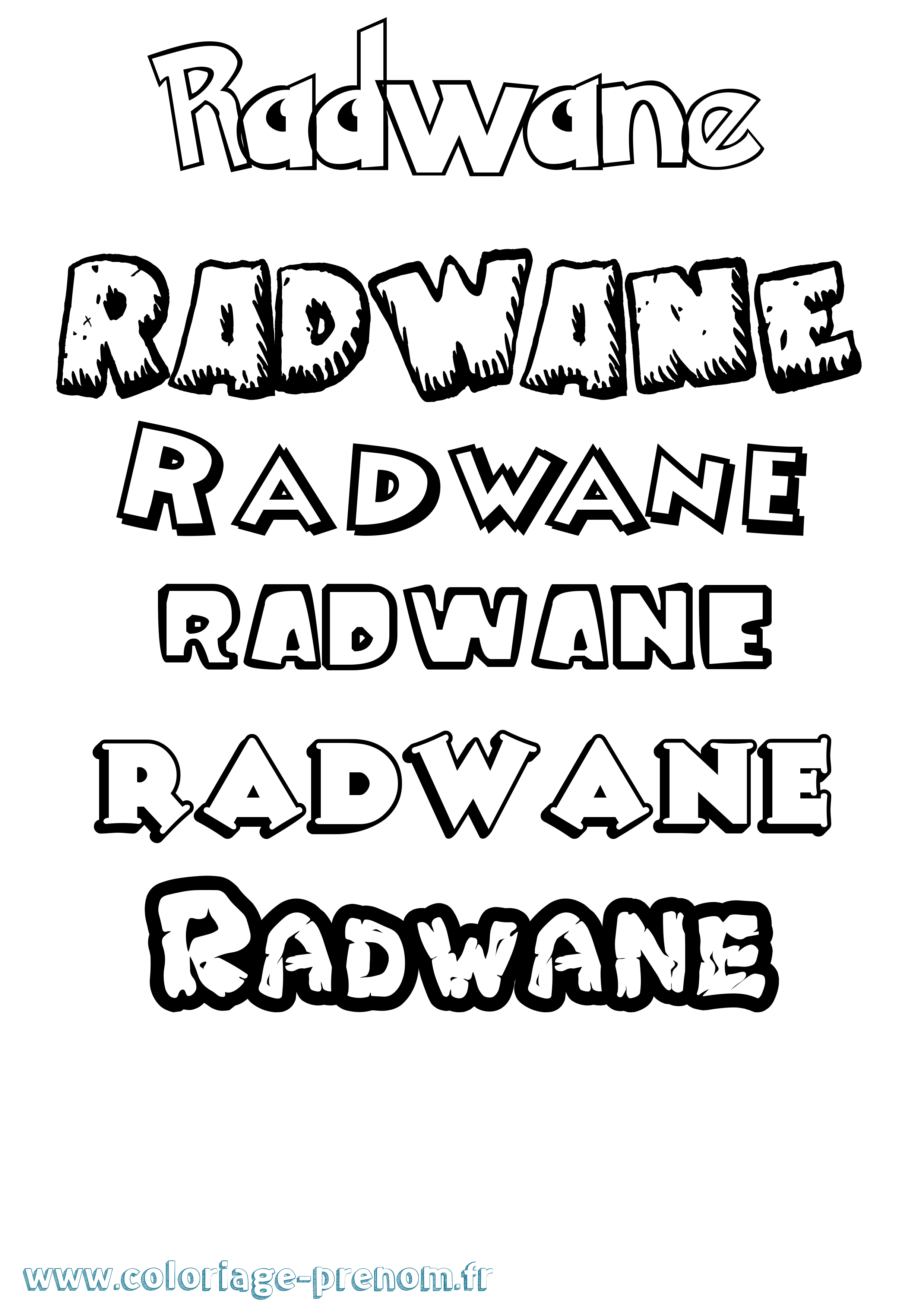 Coloriage Radwane Dessin Animé Coloriage prénom Radwane Dessin Animé