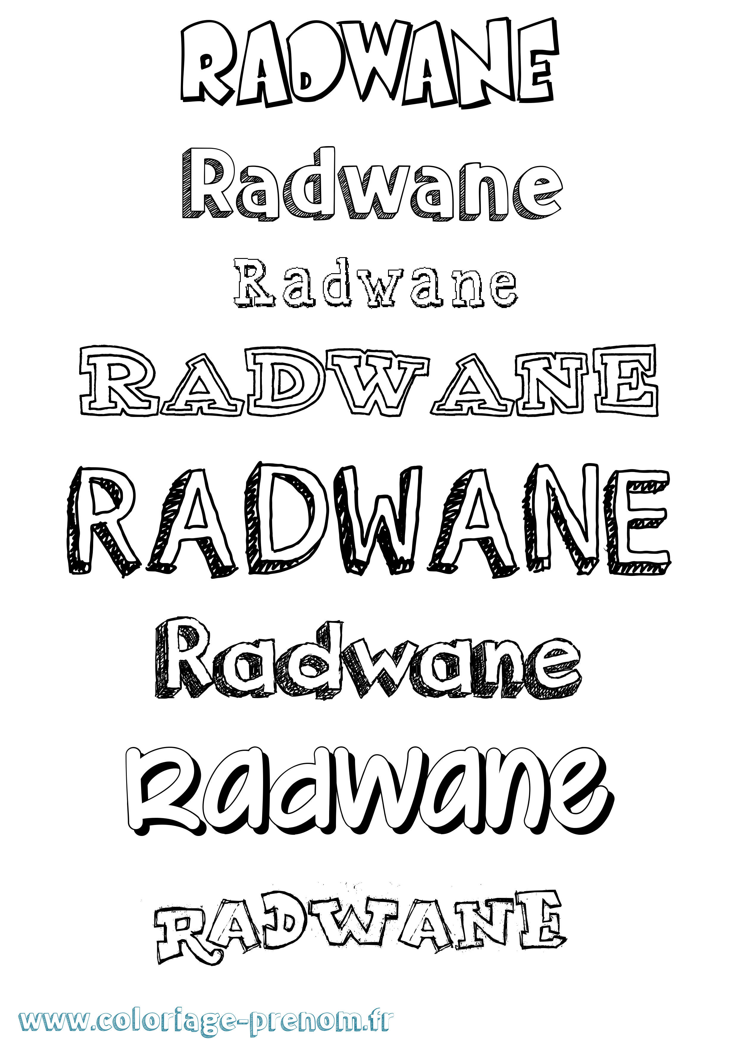 Coloriage Radwane Dessiné Coloriage prénom Radwane Dessiné
