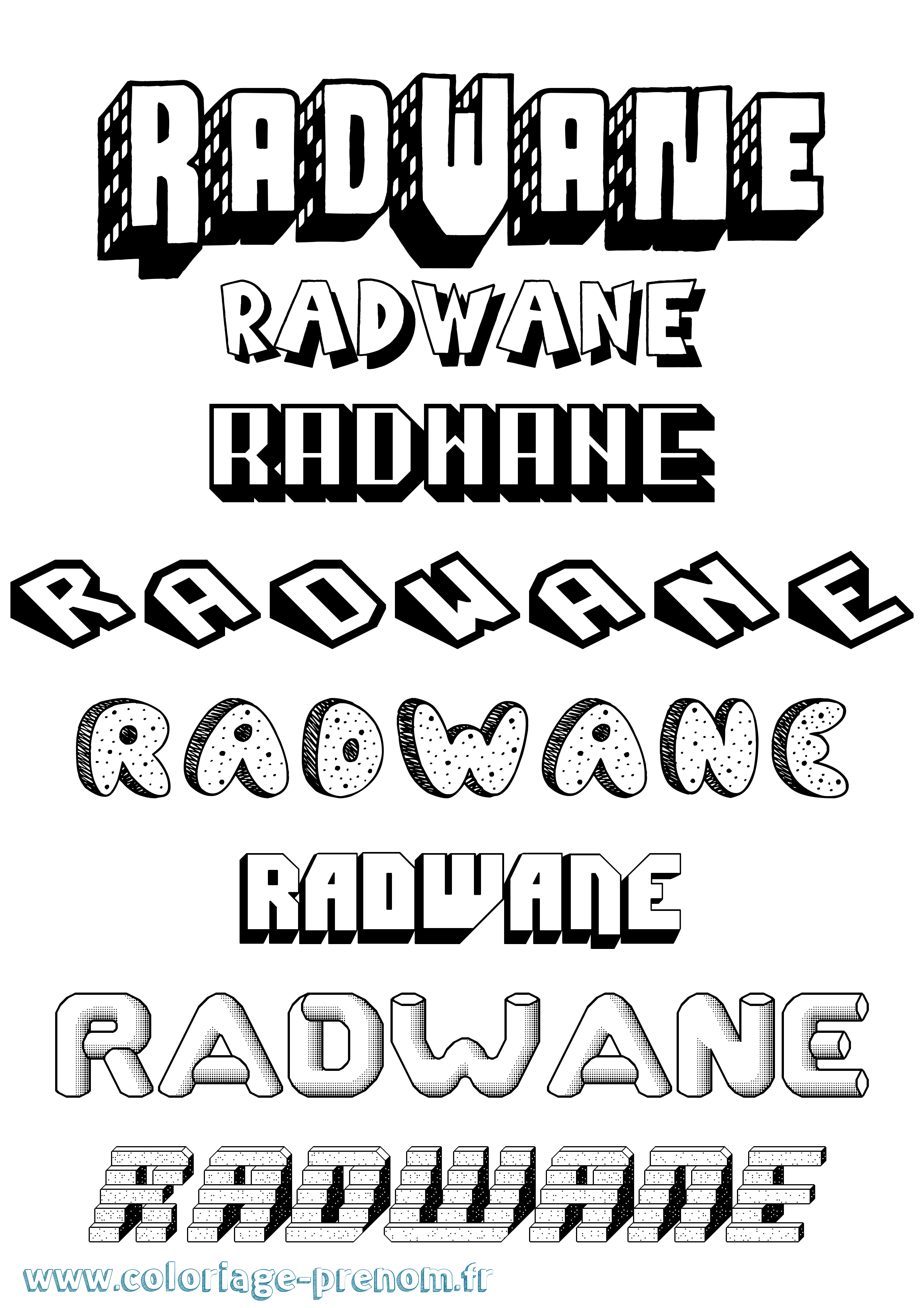 Coloriage Radwane Effet 3D Coloriage prénom Radwane Effet 3D