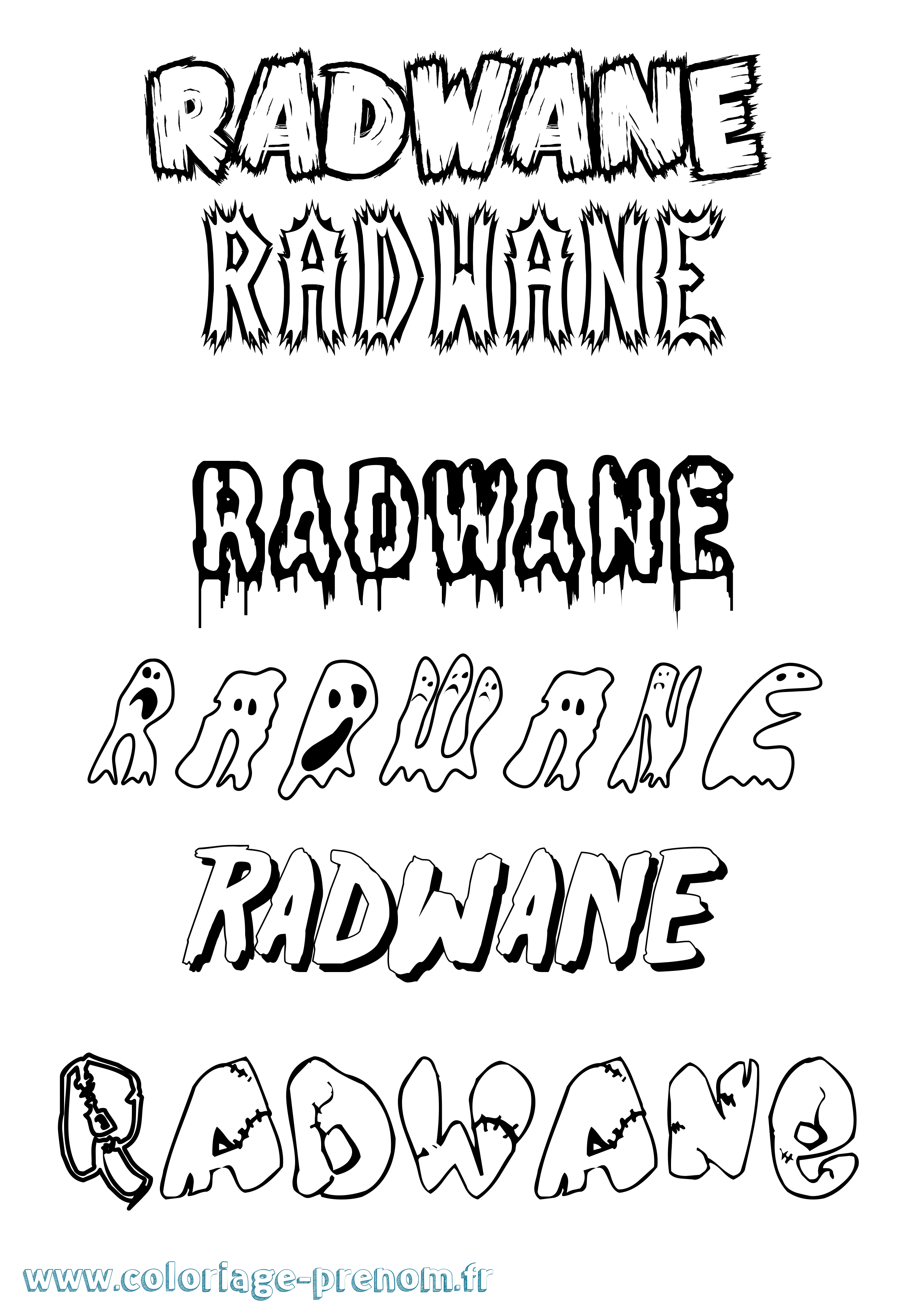 Coloriage Radwane Frisson Coloriage prénom Radwane Frisson