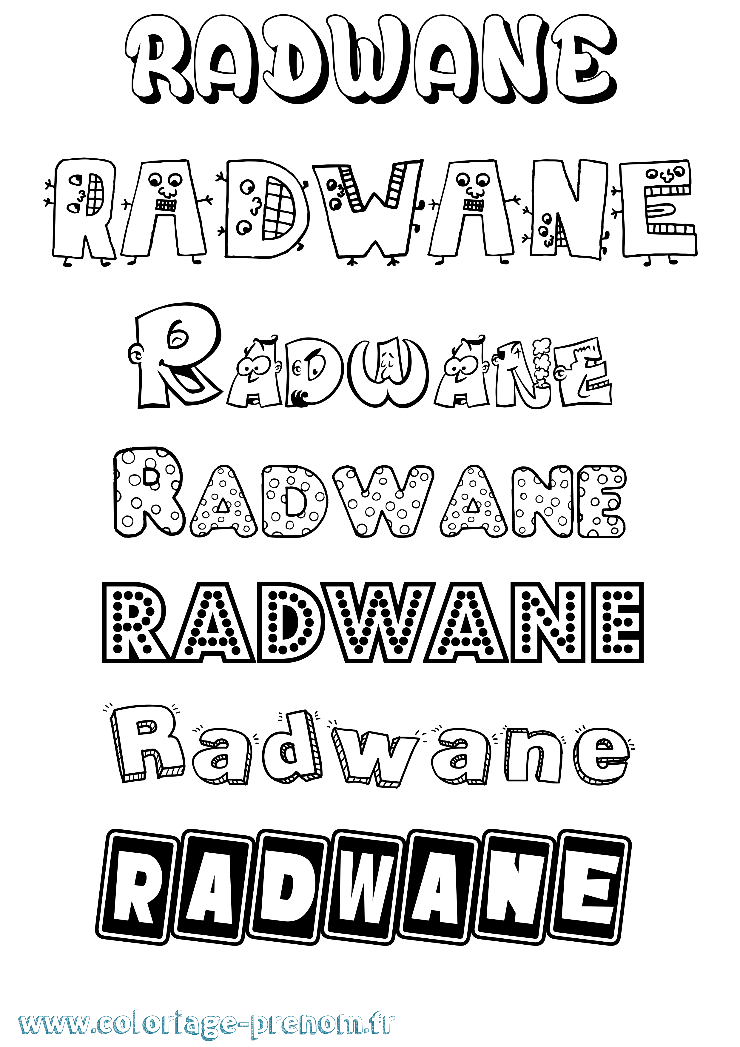 Coloriage Radwane Fun Coloriage prénom Radwane Fun