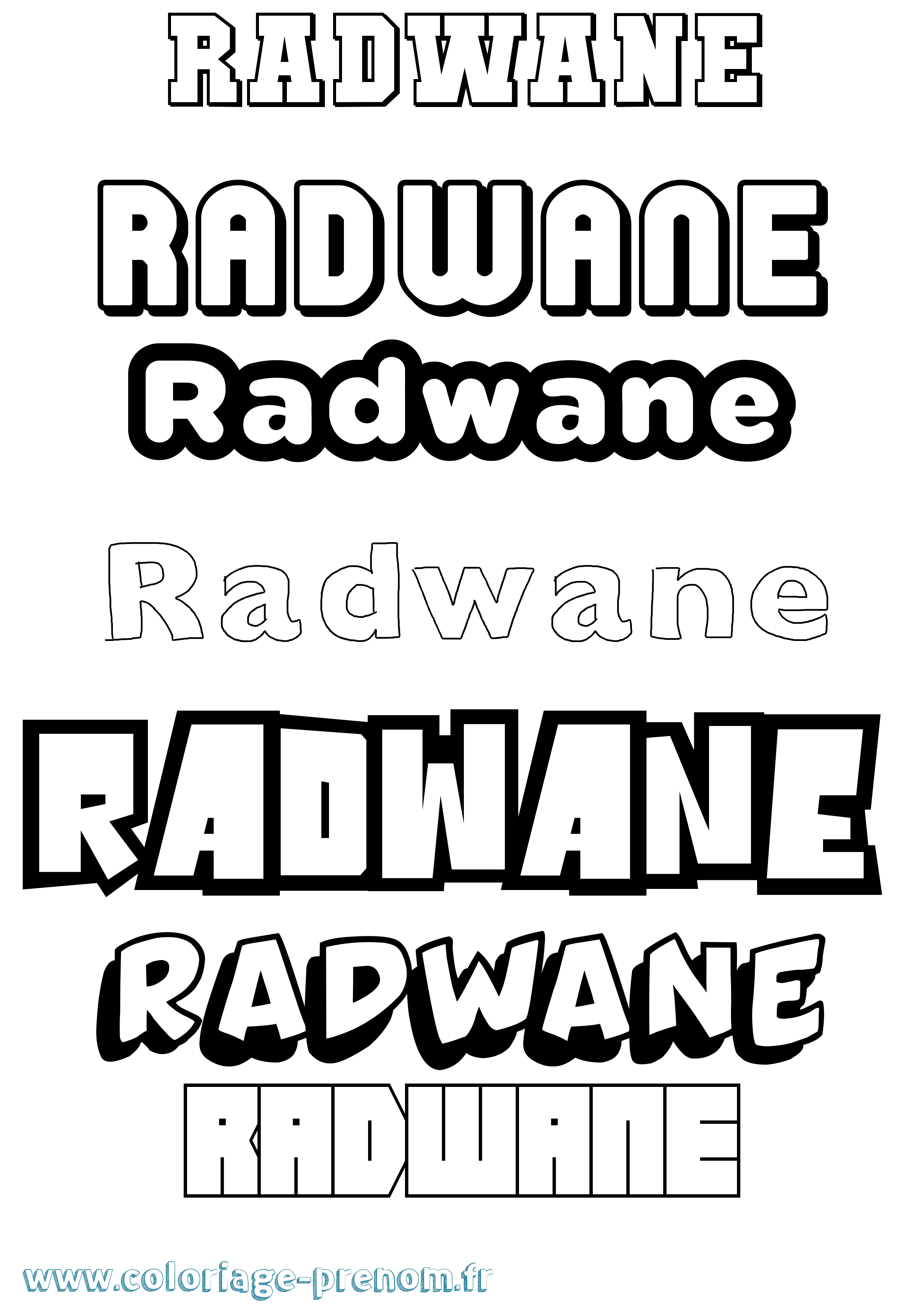 Coloriage Radwane Simple Coloriage prénom Radwane Simple