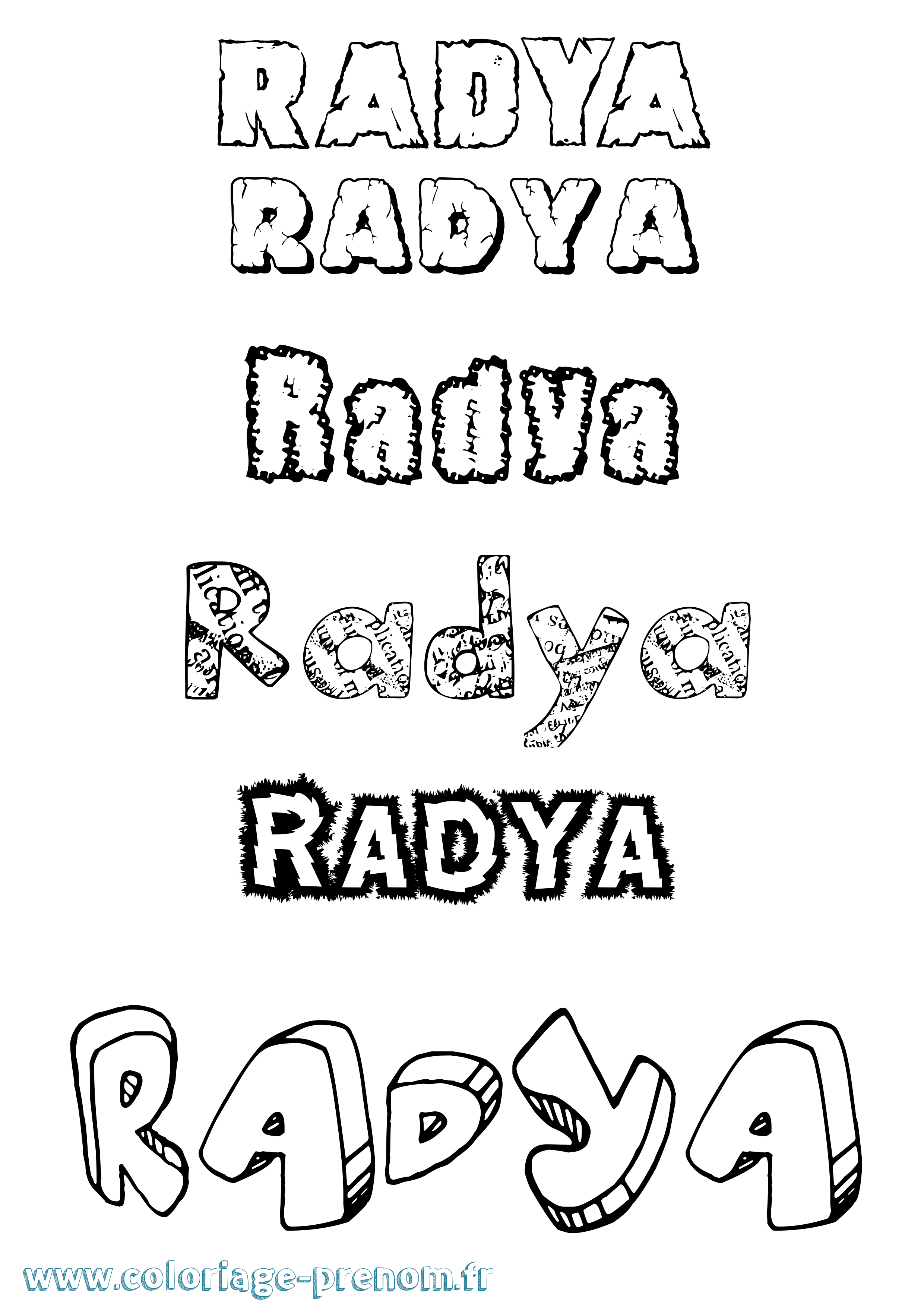 Coloriage Radya Destructuré Coloriage prénom Radya Destructuré