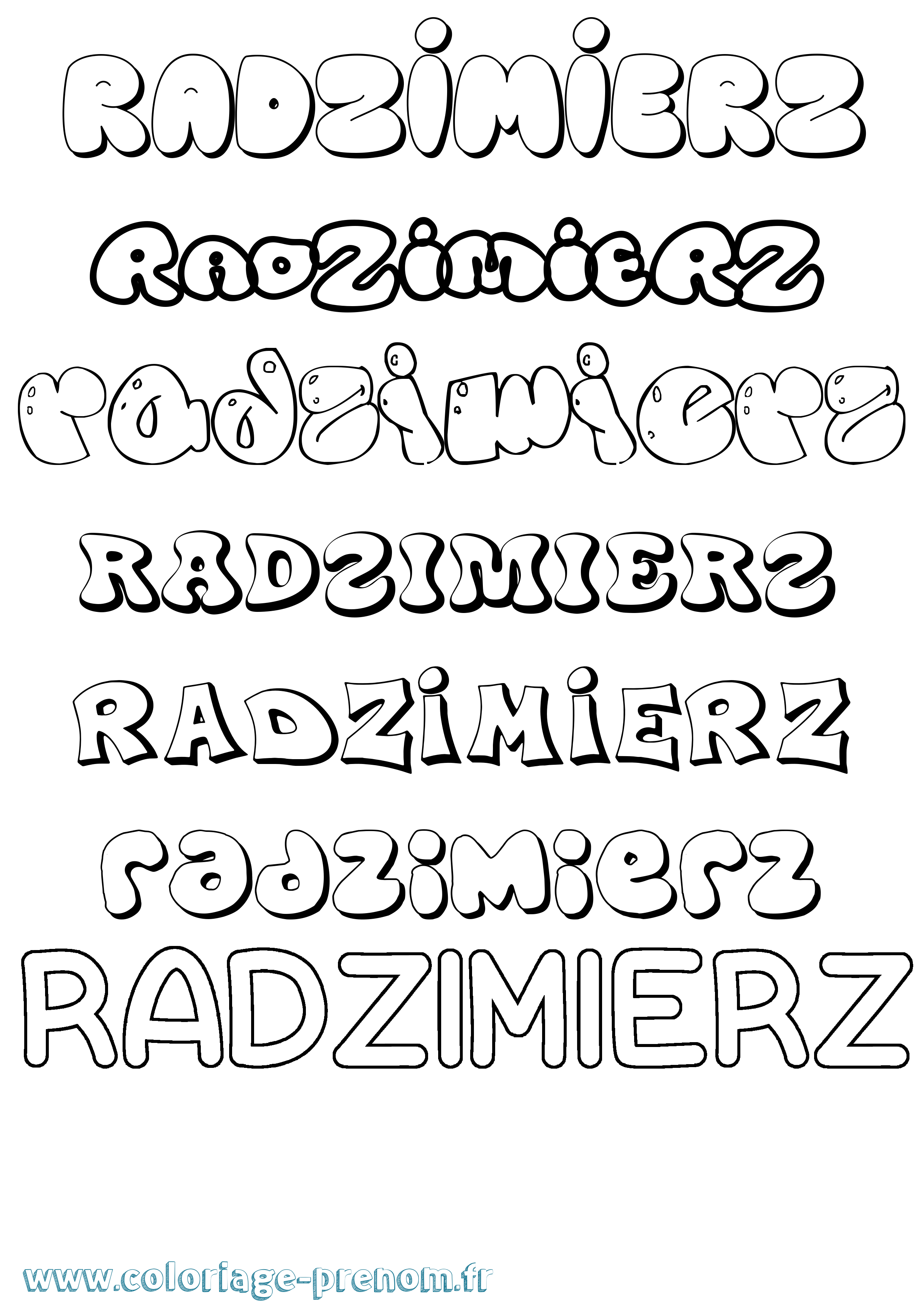 Coloriage Radzimierz Bubble Coloriage prénom Radzimierz Bubble