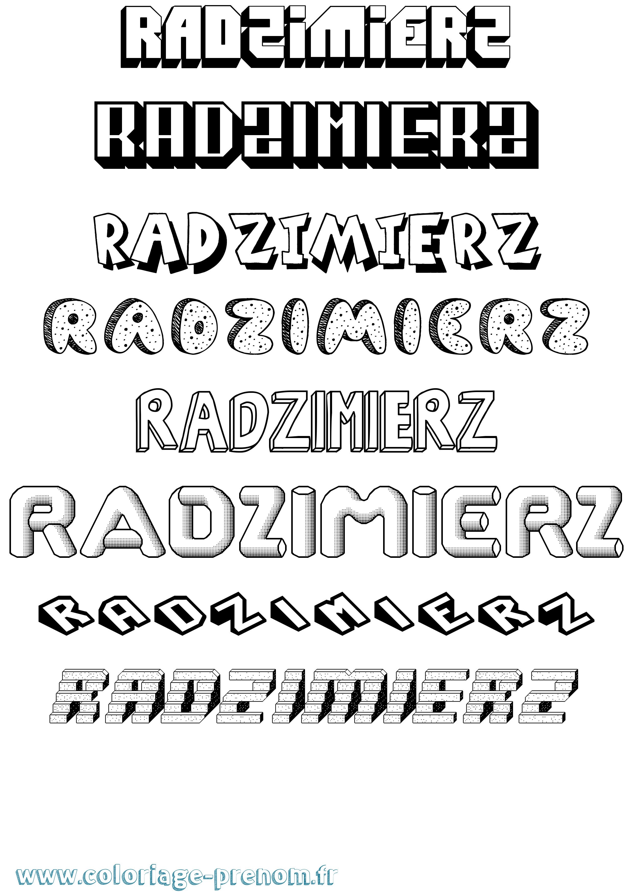 Coloriage Radzimierz Effet 3D Coloriage prénom Radzimierz Effet 3D