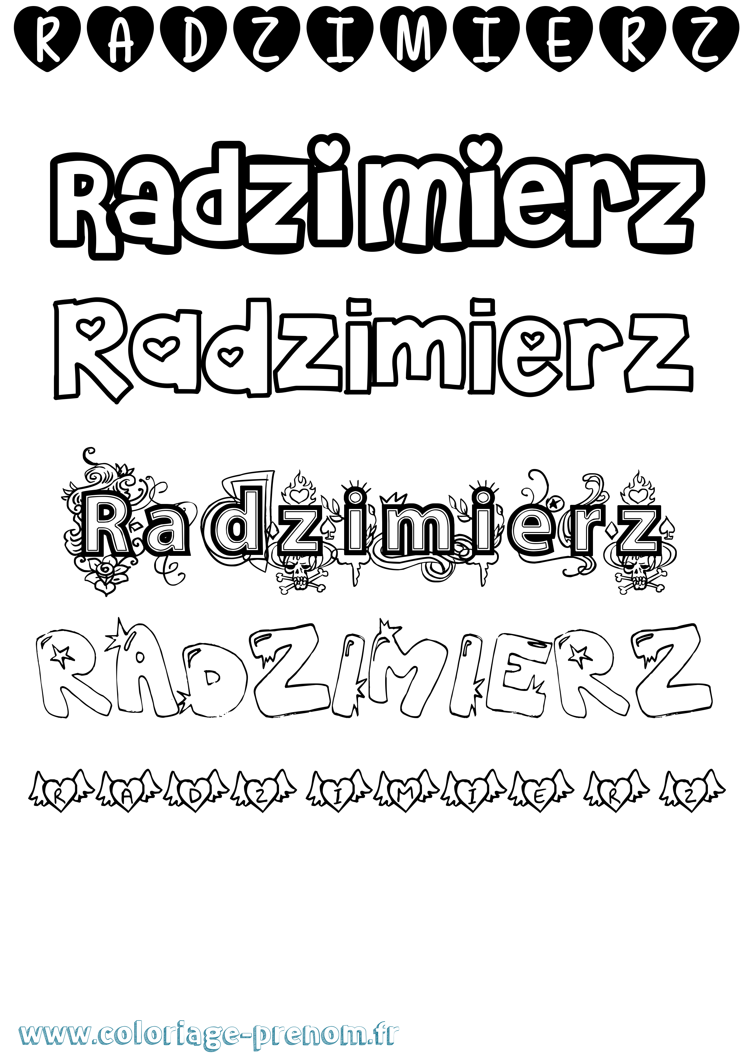 Coloriage prénom Radzimierz Girly