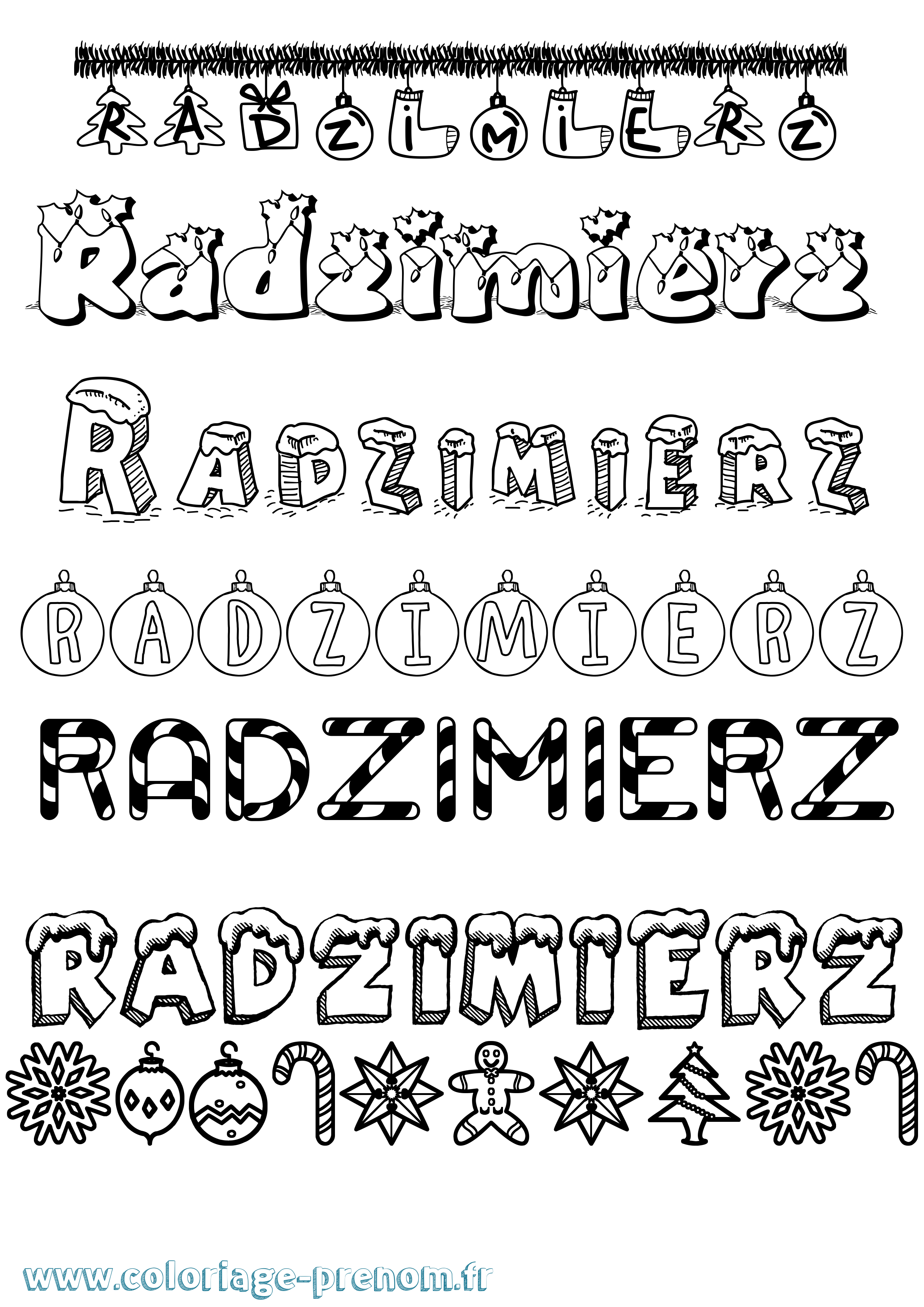 Coloriage Radzimierz Noël Coloriage prénom Radzimierz Noël