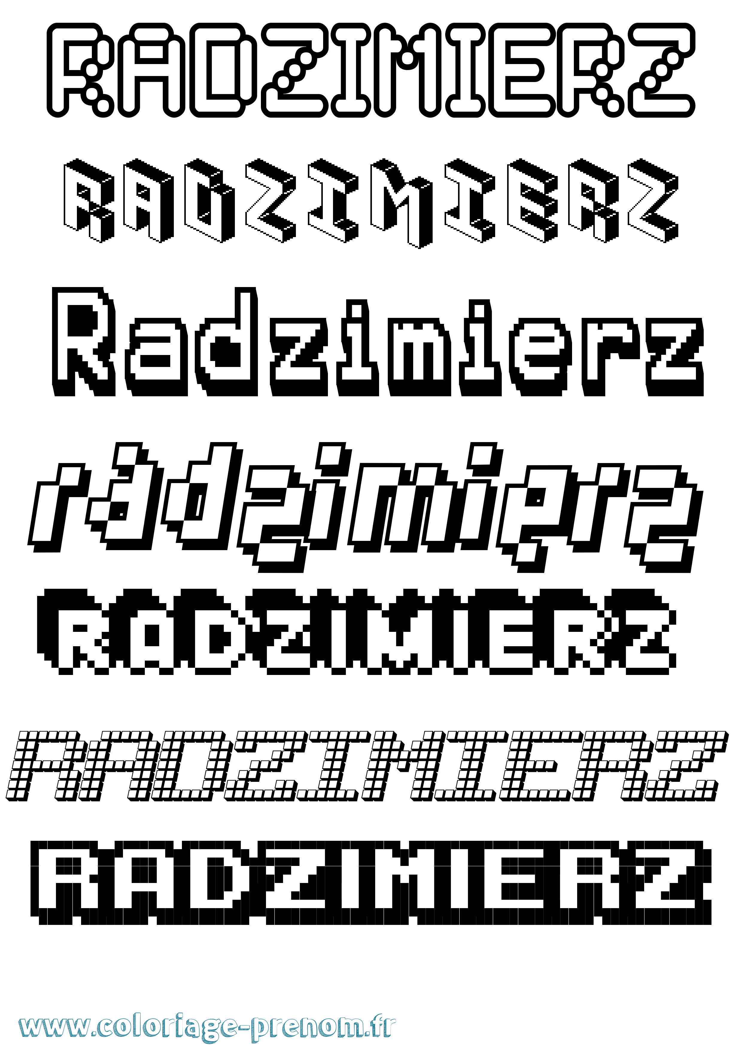 Coloriage prénom Radzimierz Pixel