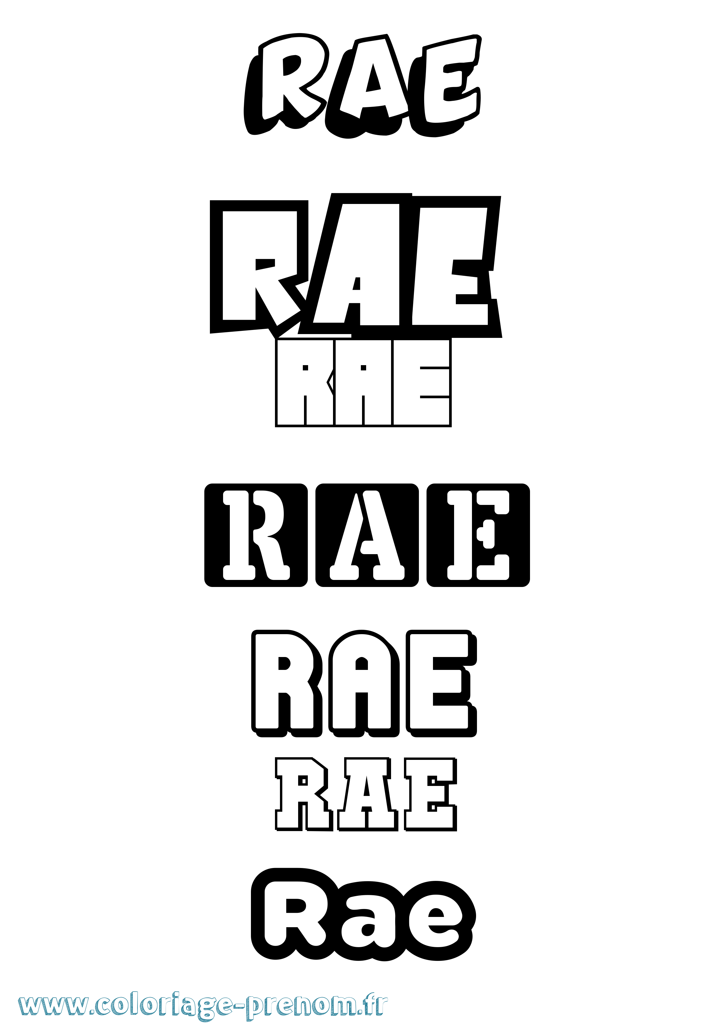 Coloriage prénom Rae Simple