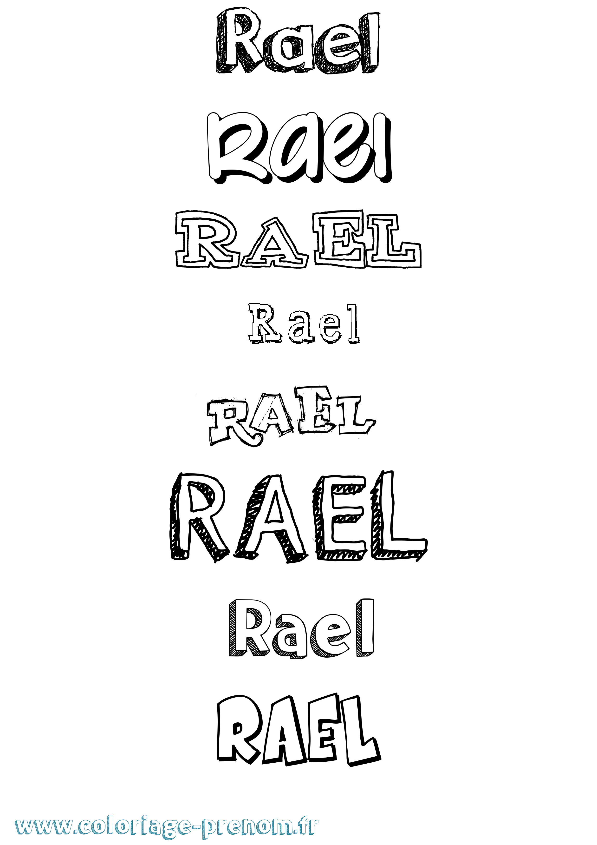 Coloriage prénom Rael Dessiné