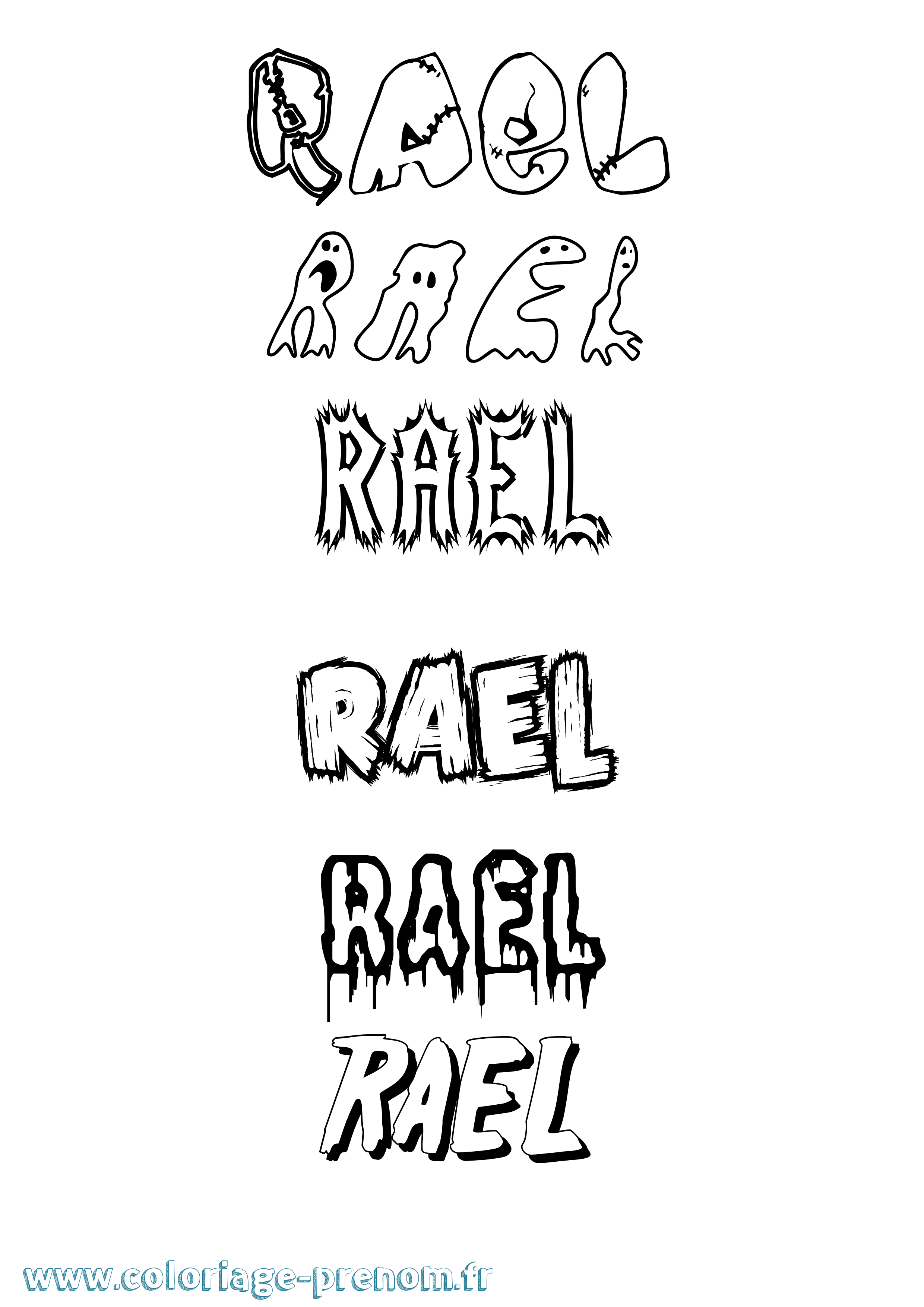 Coloriage prénom Rael Frisson