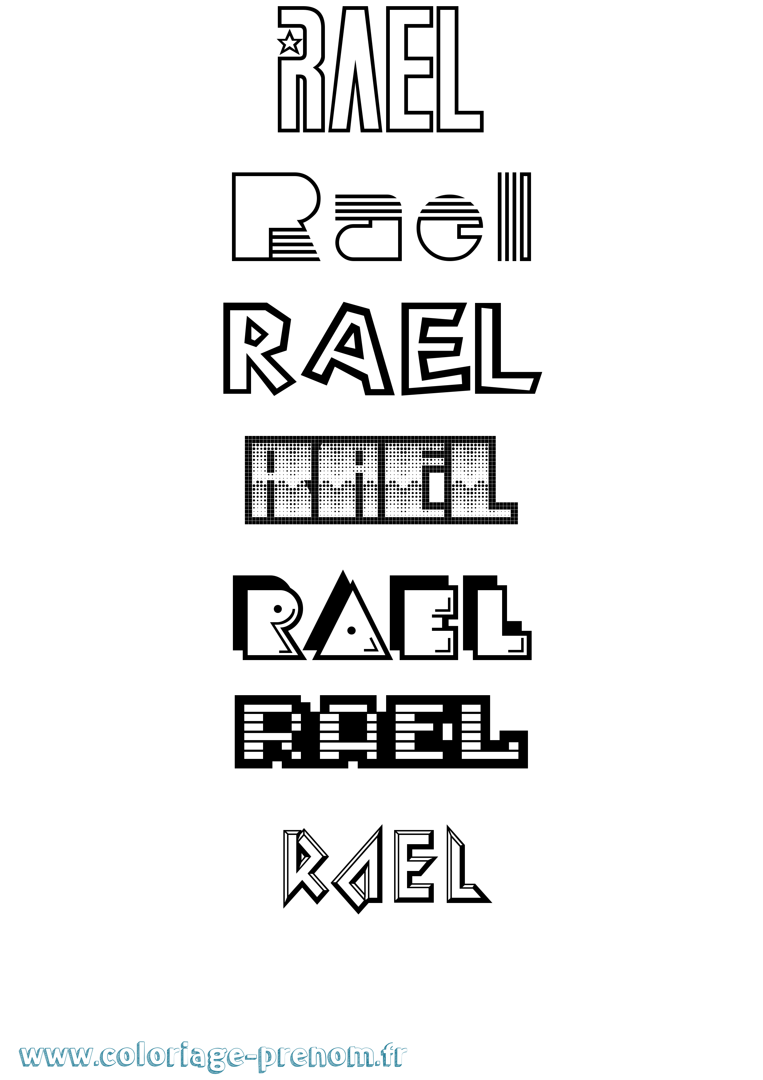 Coloriage prénom Rael Jeux Vidéos