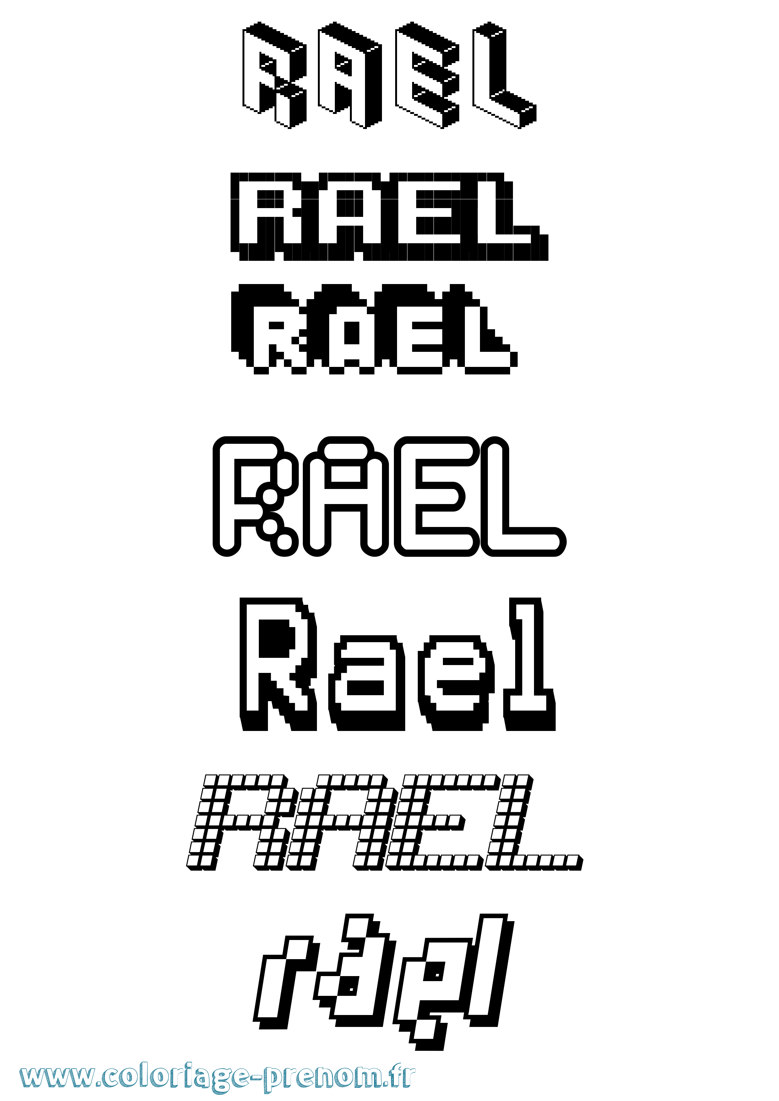 Coloriage prénom Rael Pixel