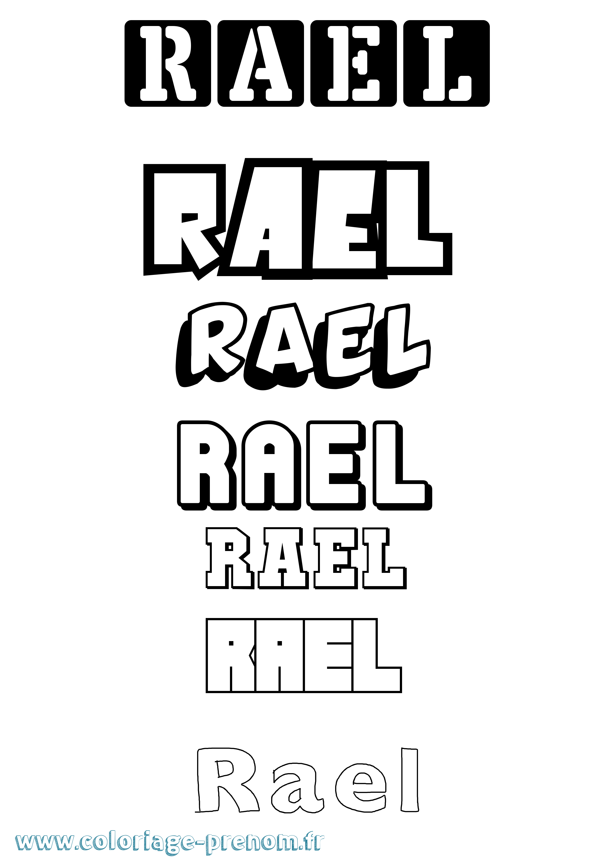 Coloriage prénom Rael Simple