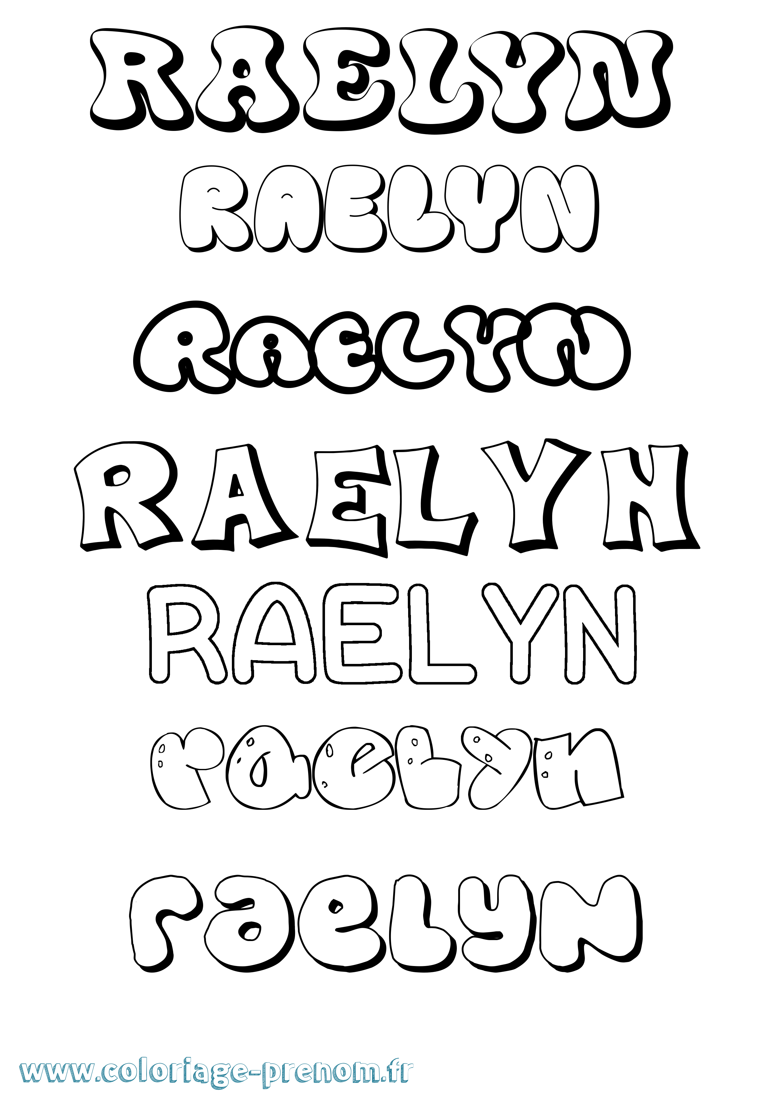 Coloriage prénom Raelyn Bubble