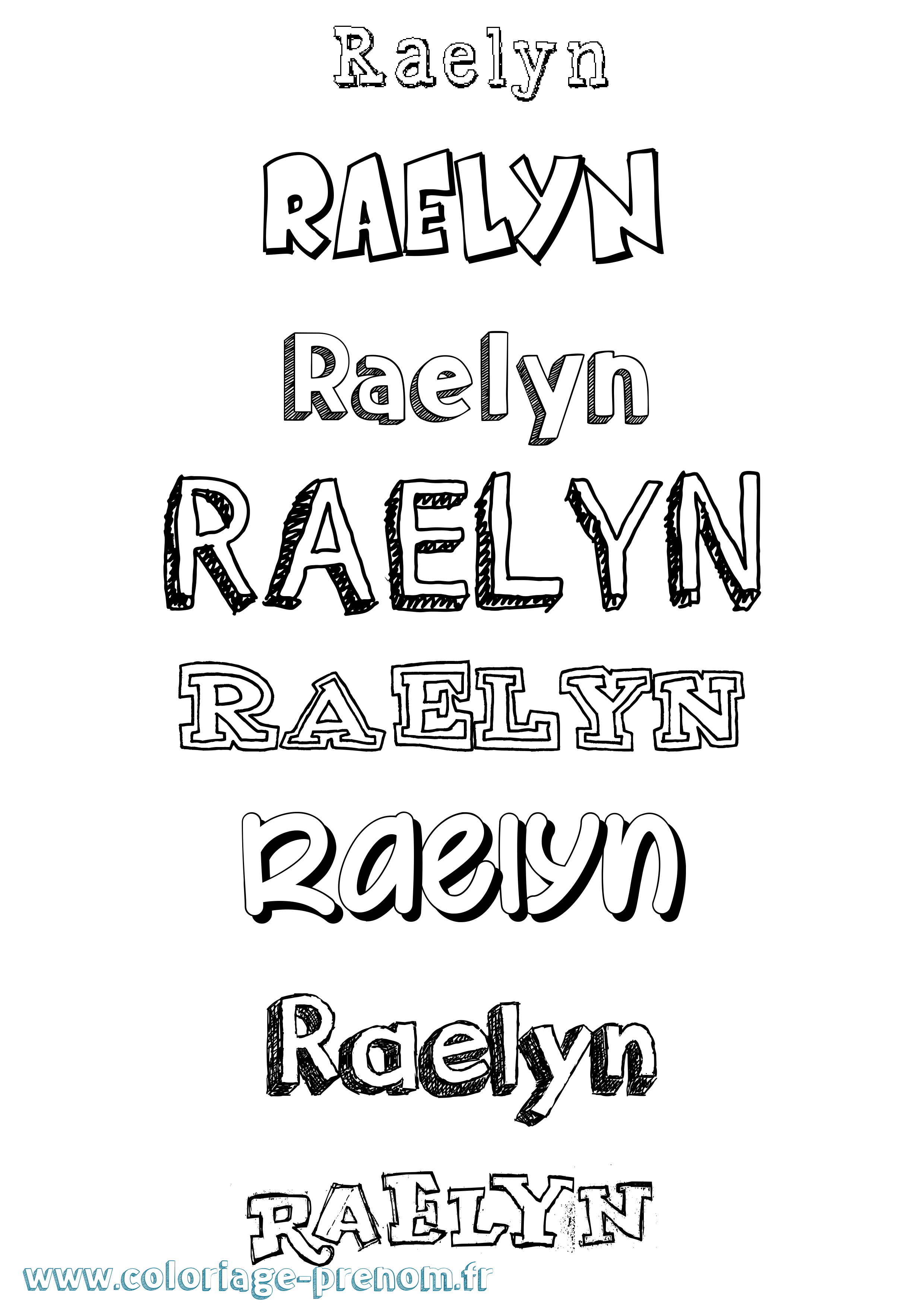 Coloriage prénom Raelyn Dessiné