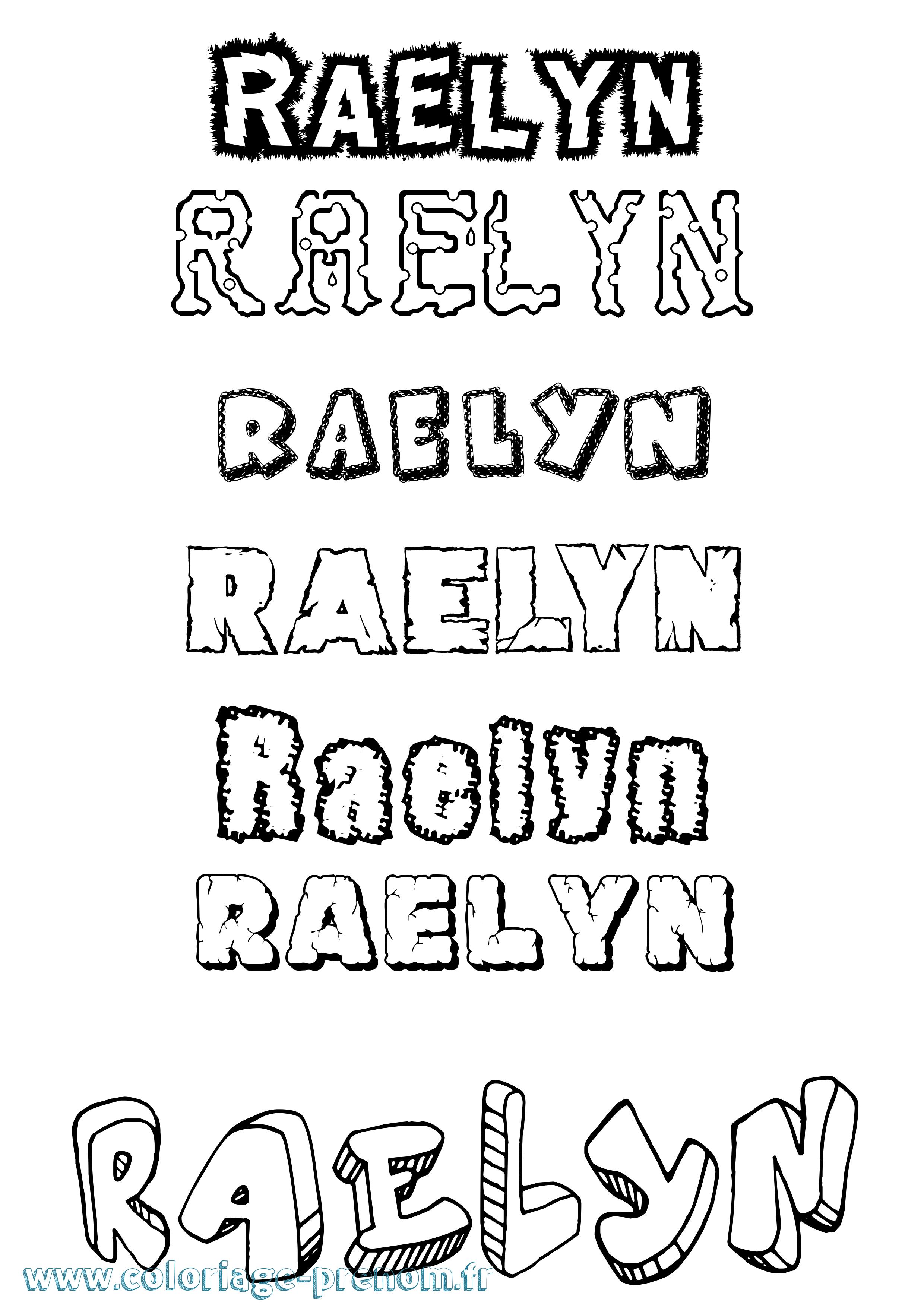 Coloriage prénom Raelyn Destructuré