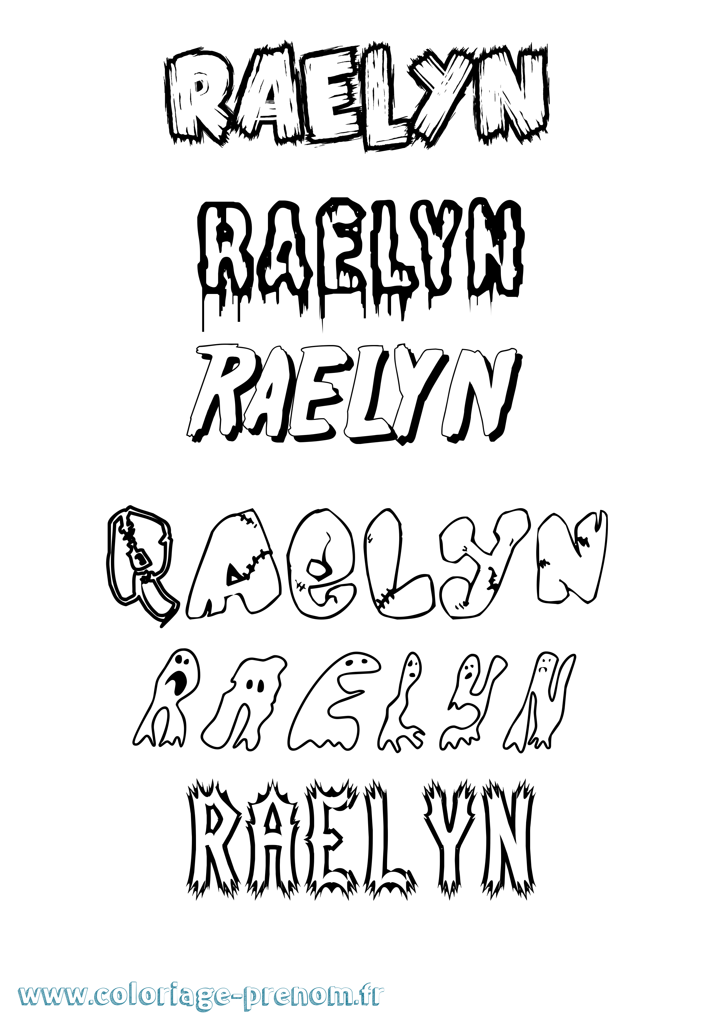 Coloriage prénom Raelyn Frisson
