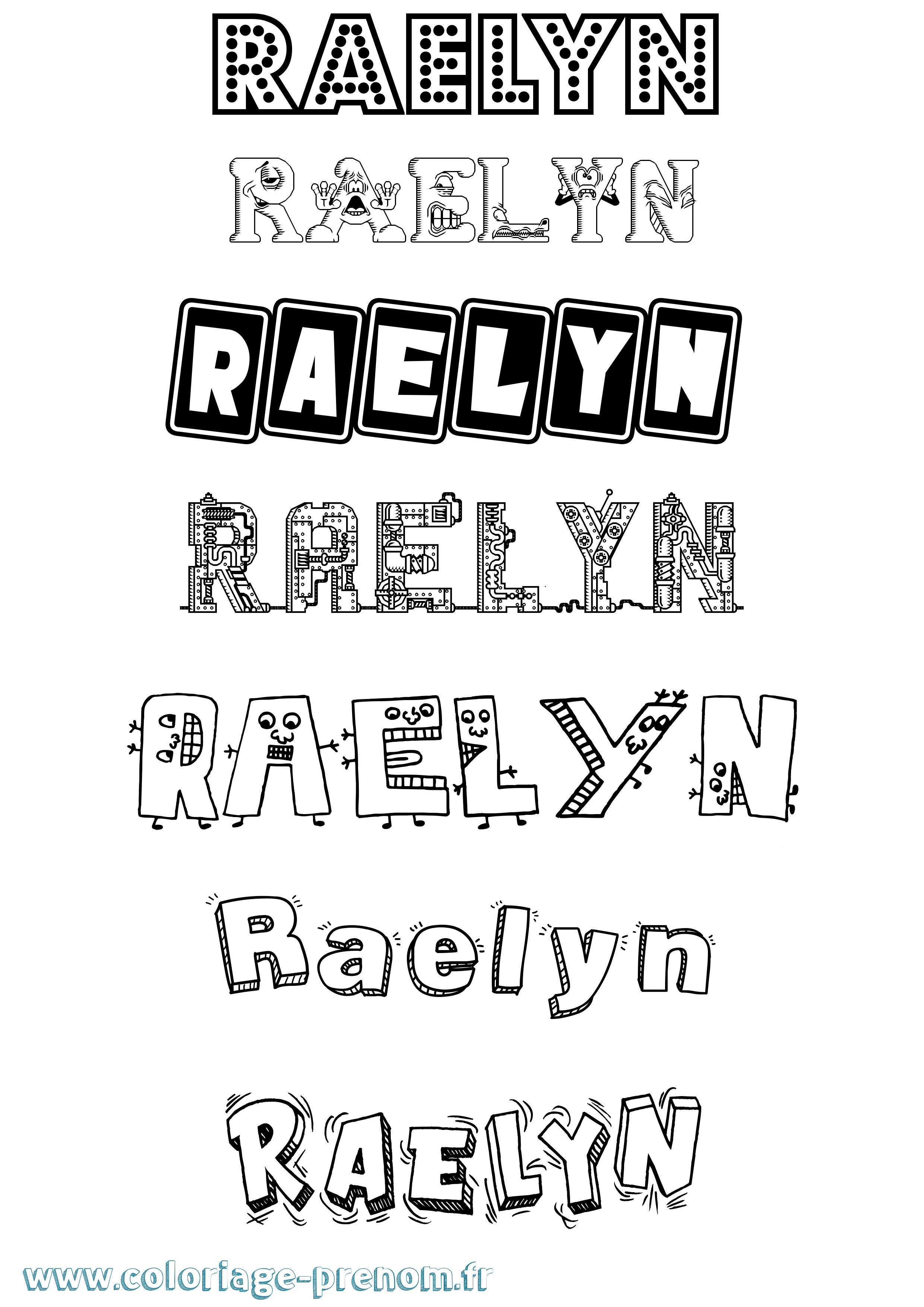 Coloriage prénom Raelyn Fun