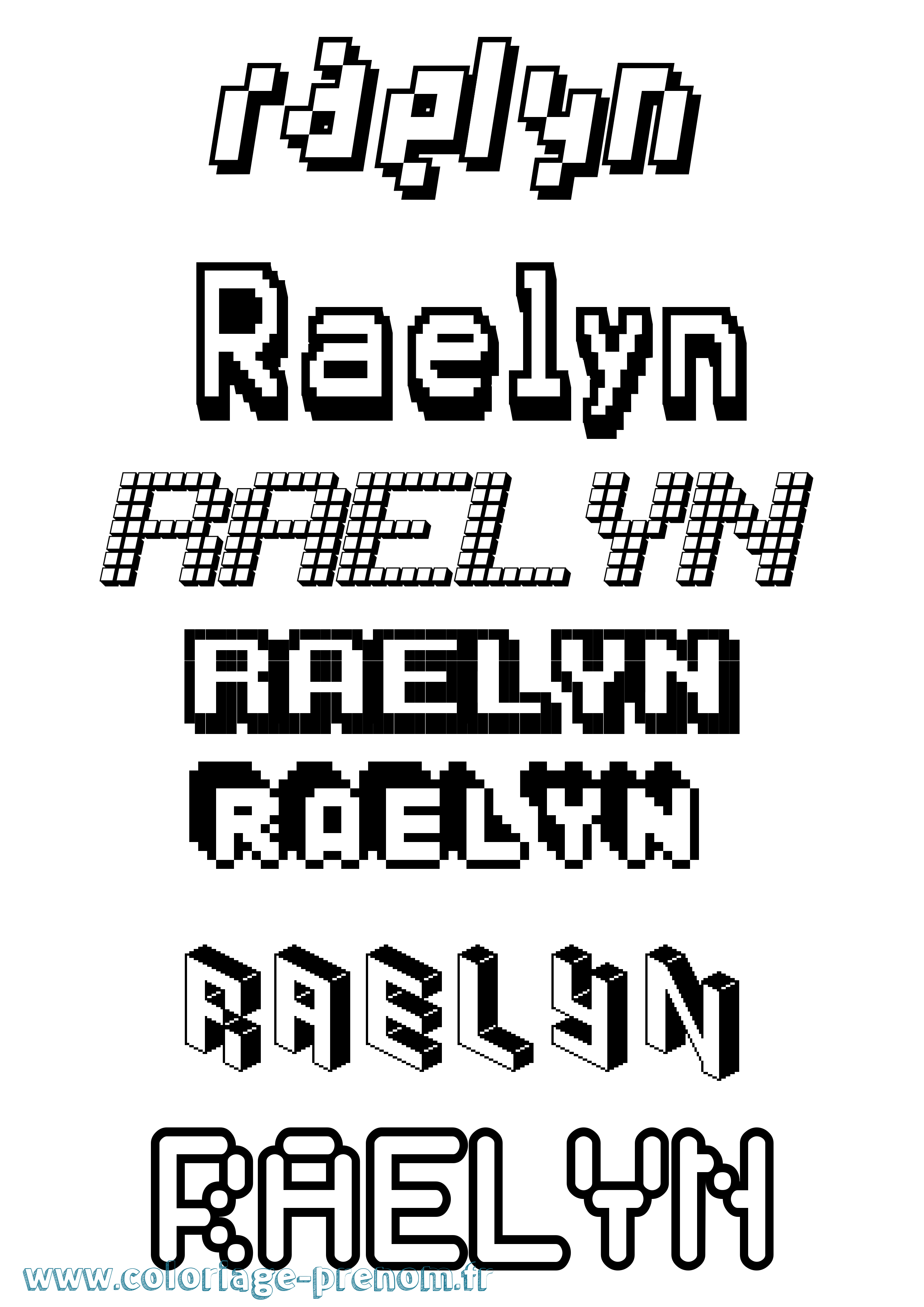 Coloriage prénom Raelyn Pixel
