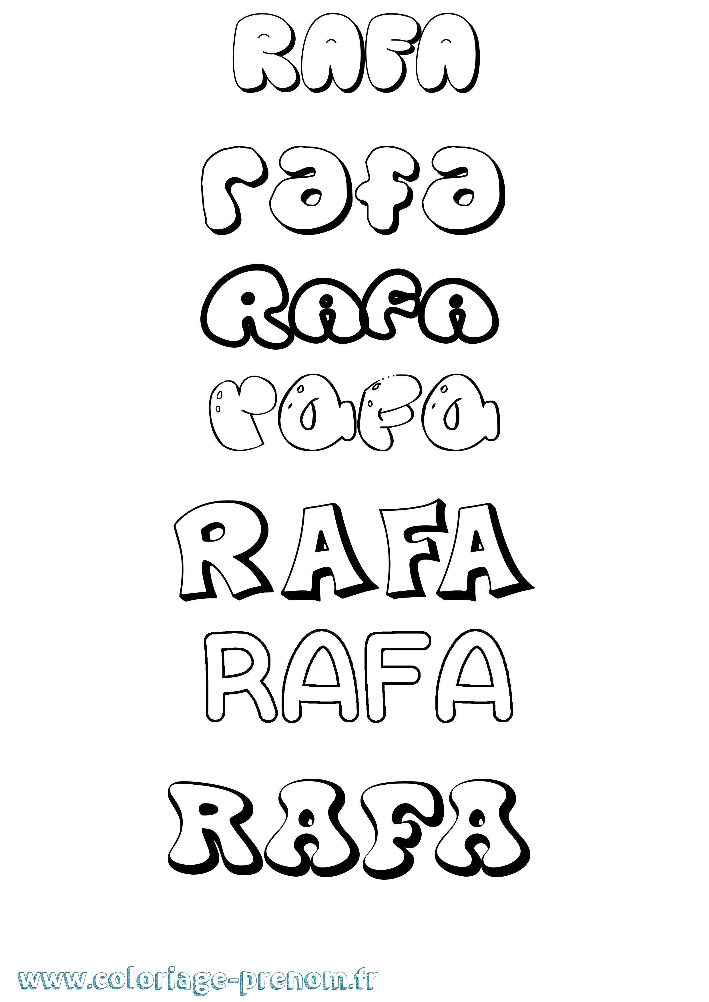 Coloriage Rafa Bubble Coloriage prénom Rafa Bubble