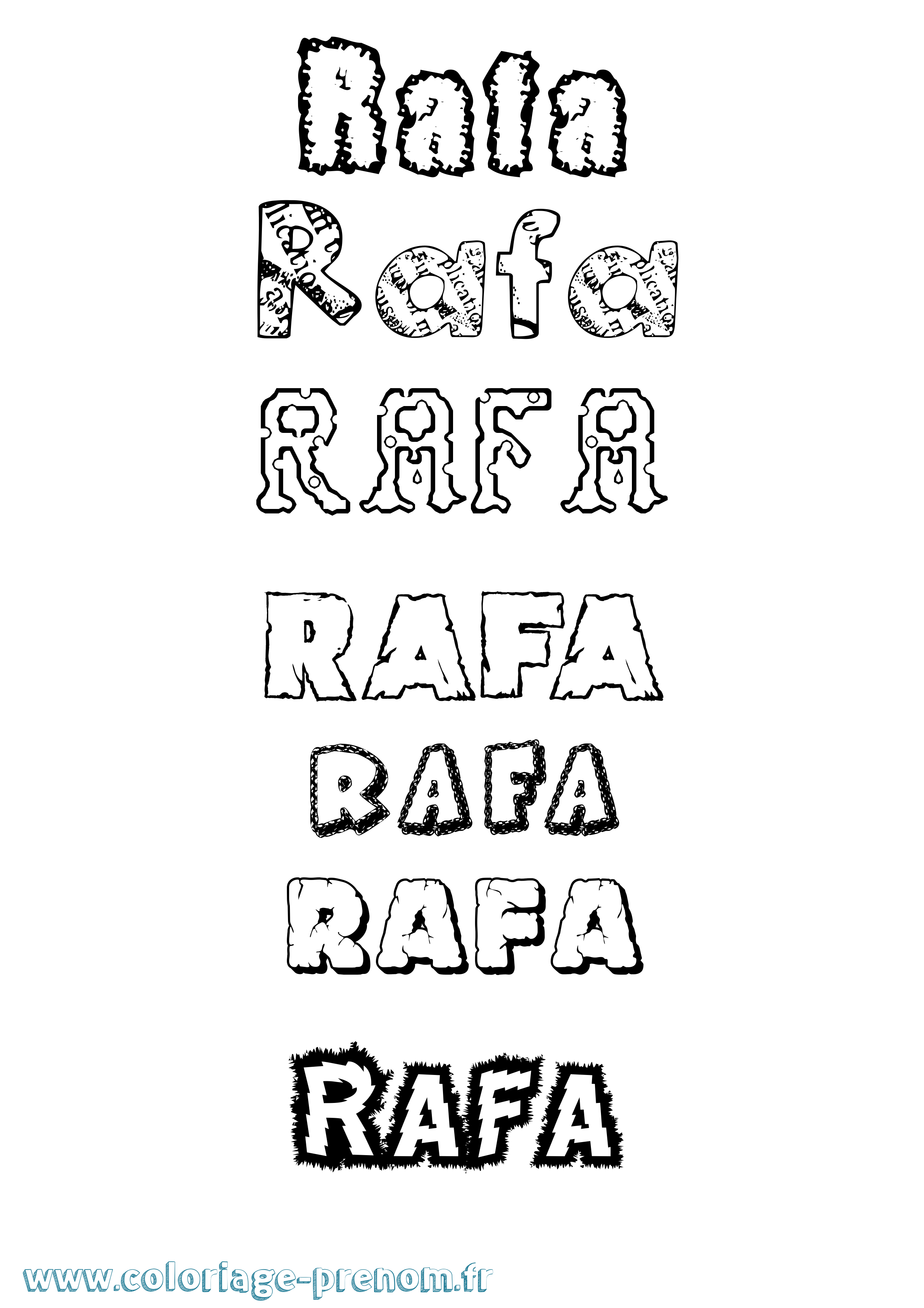 Coloriage prénom Rafa Destructuré